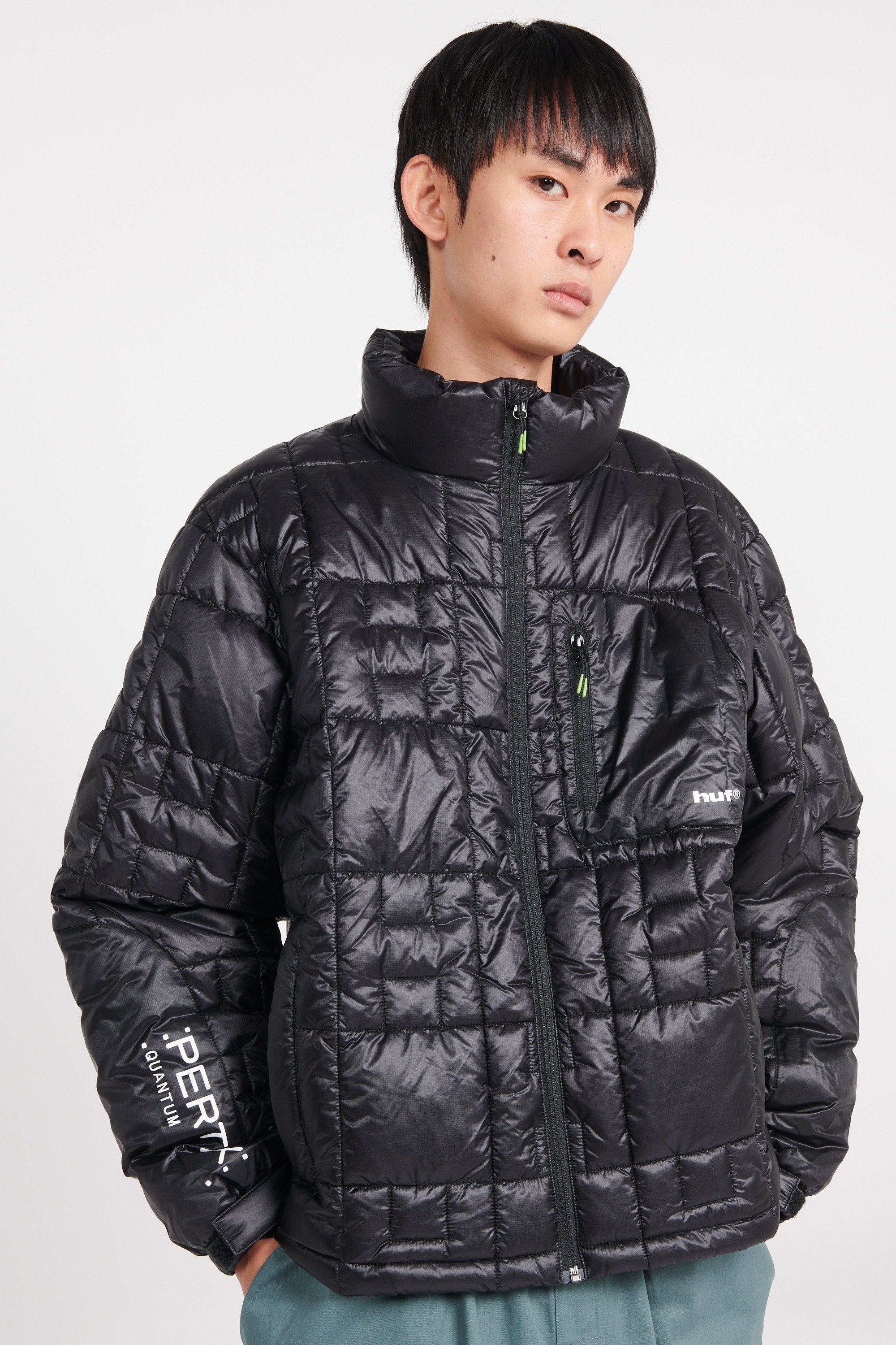 Lightweight quilted padded jacket with high neck | Black by HUF Lightweight quilted padded jacket with high neck Black