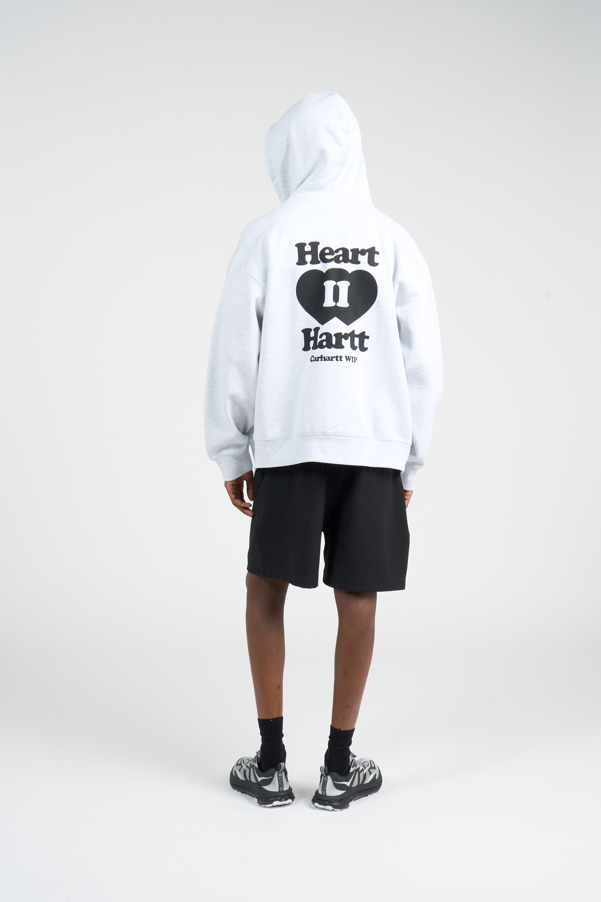 Regular-fit zip-up cotton-blend hoodie with Pony Player Grey