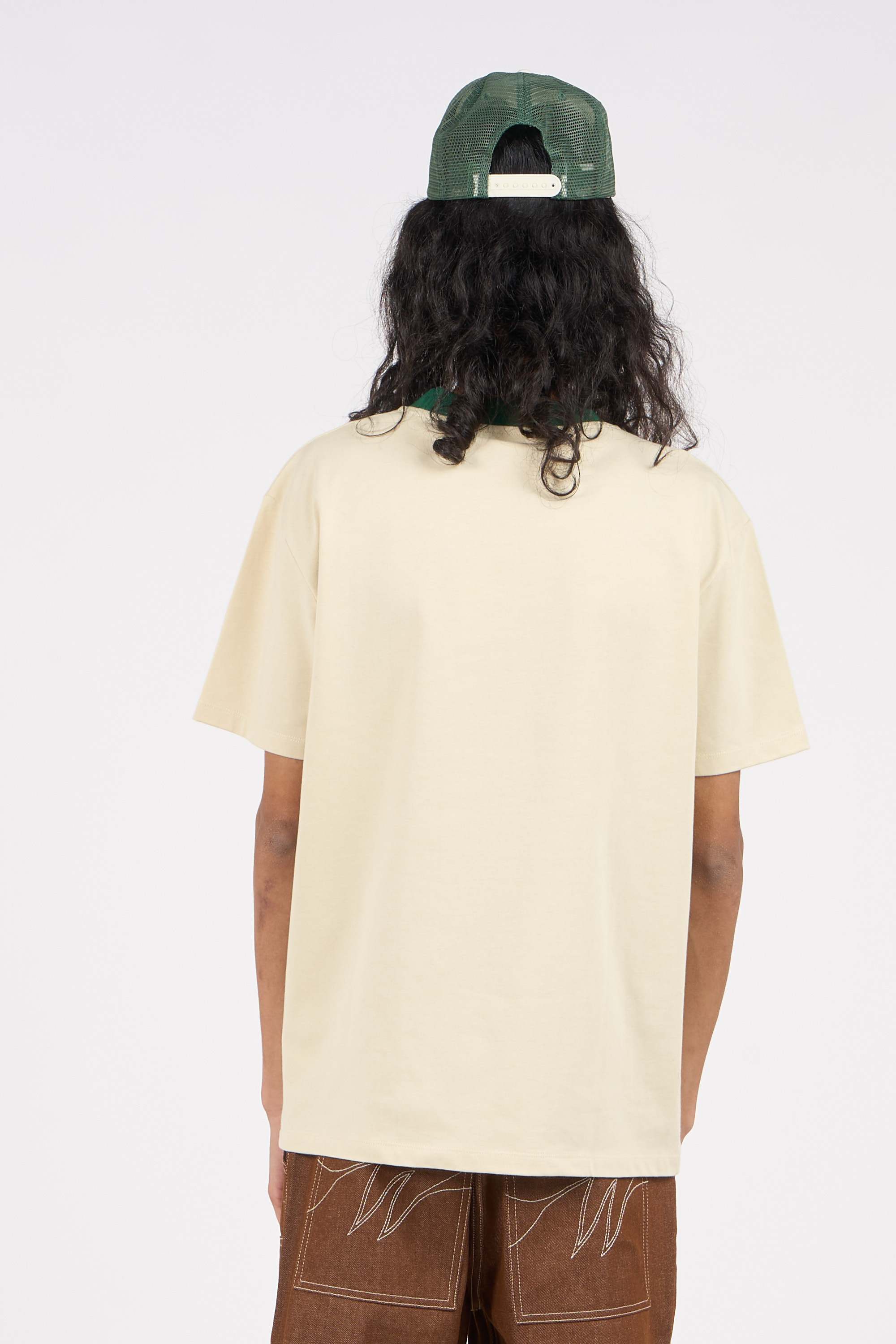 Regular-fit round-neck cotton T-shirt Beige