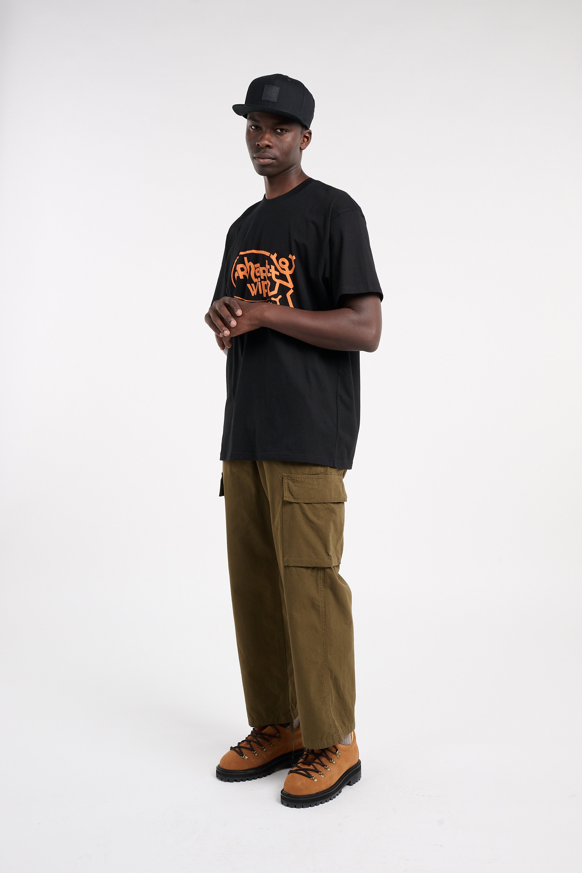 Round neck organic cotton t-shirt | Black CARHARTT WIP Men