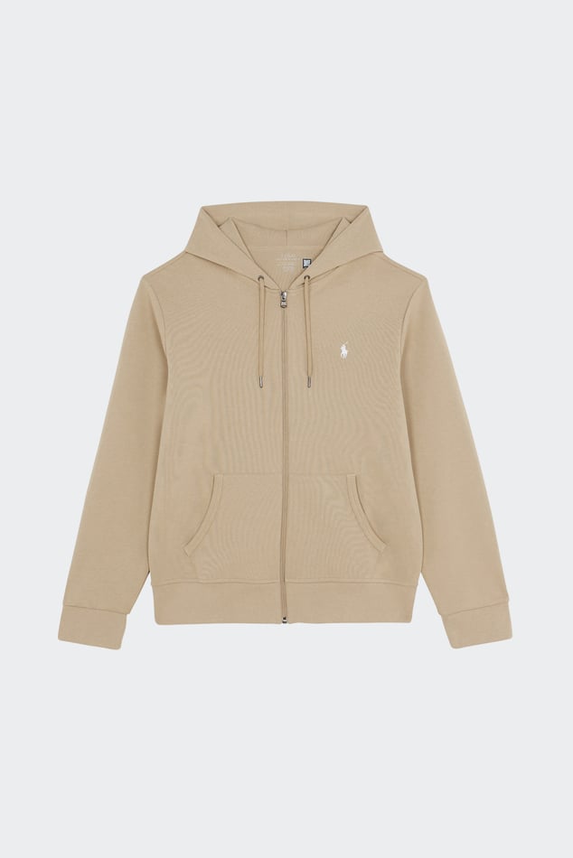 ★★POLO RALPH LAUREN★★ File Fleece Full Zip Hoodie Beige Regular-fit Zip-up Cotton-blend Hoodie With Pony Player