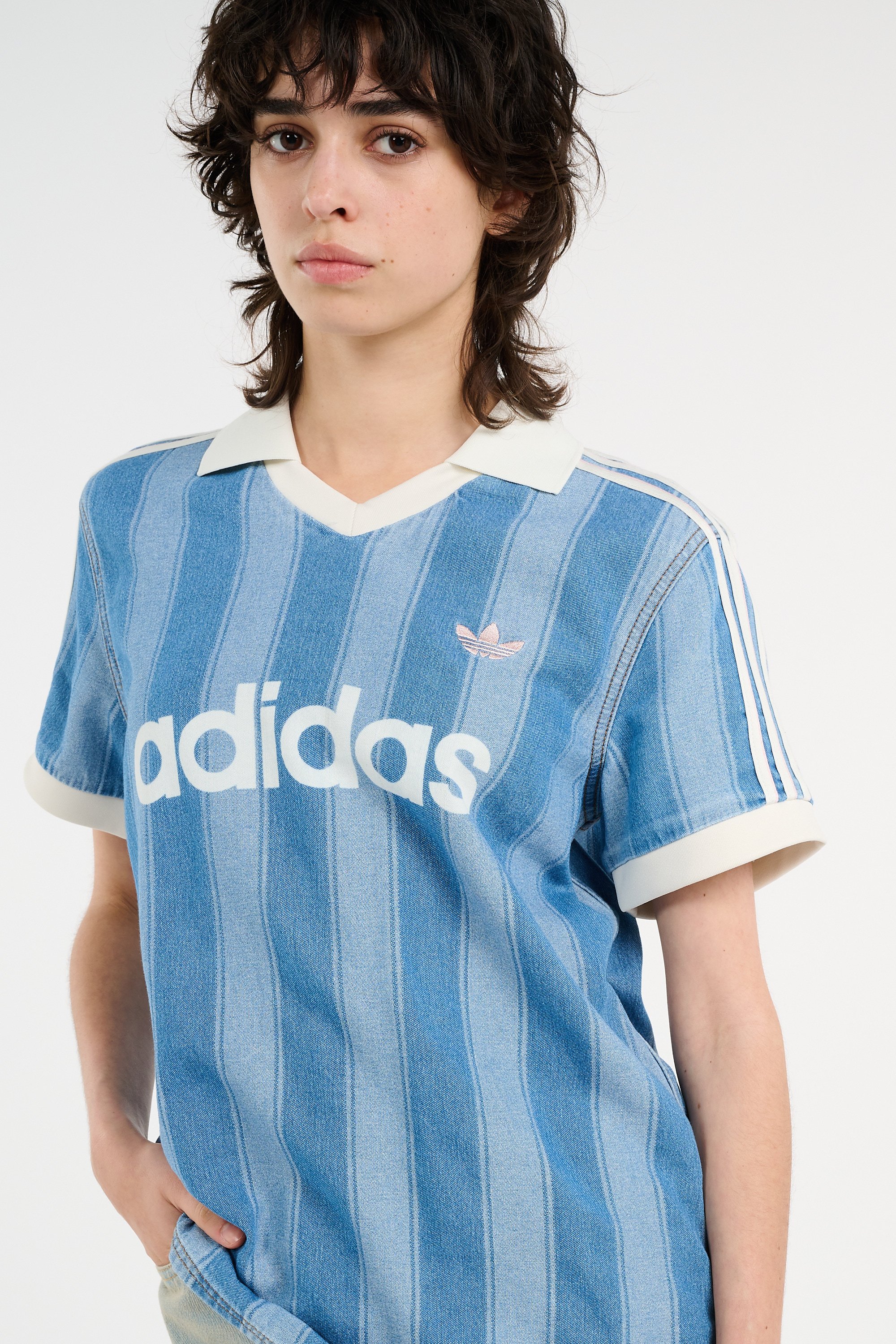 Regular-fit round-neck cotton T-shirt | Blue ADIDAS Women