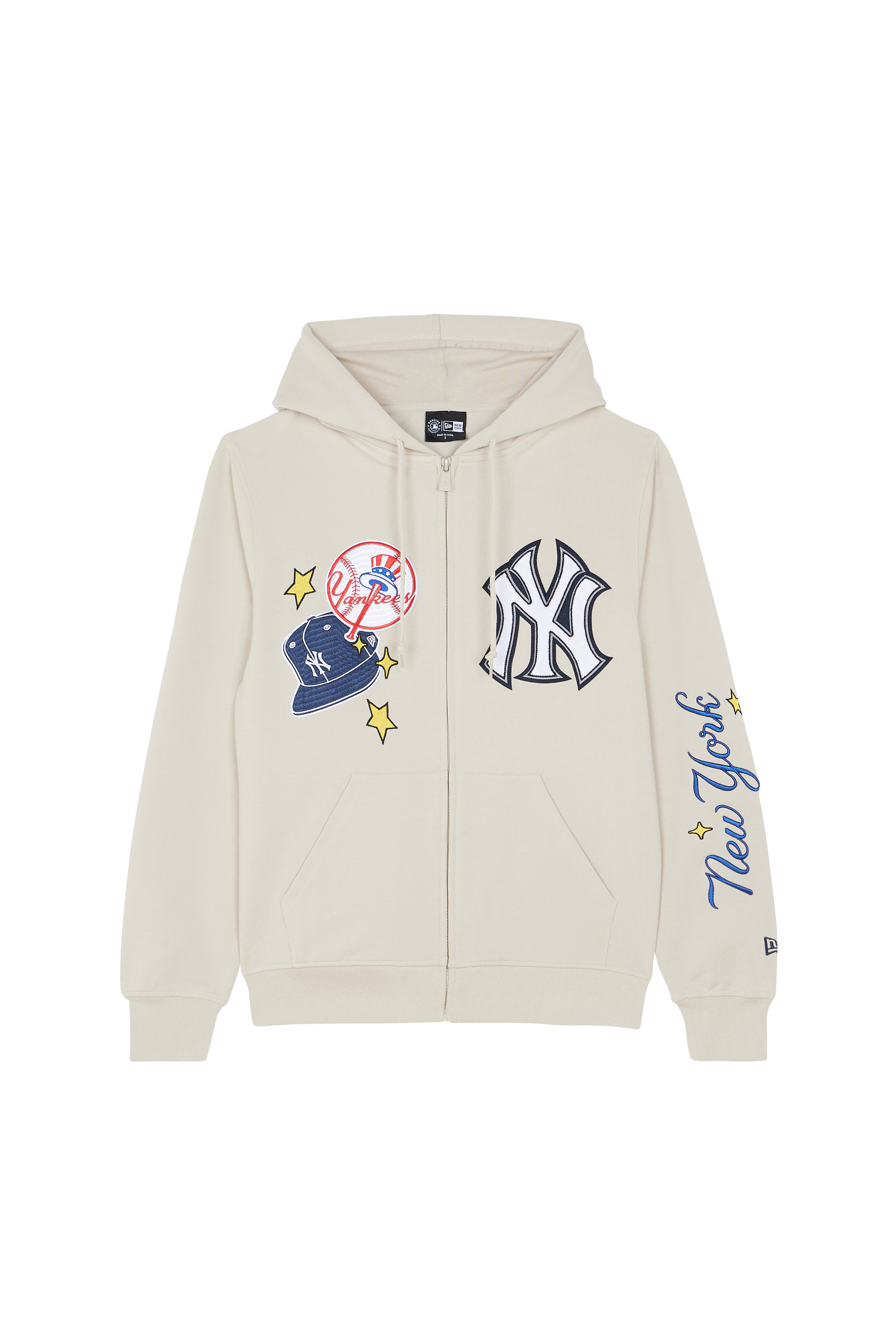 Regular-fit zip-up cotton-blend hoodie with Pony Player Beige