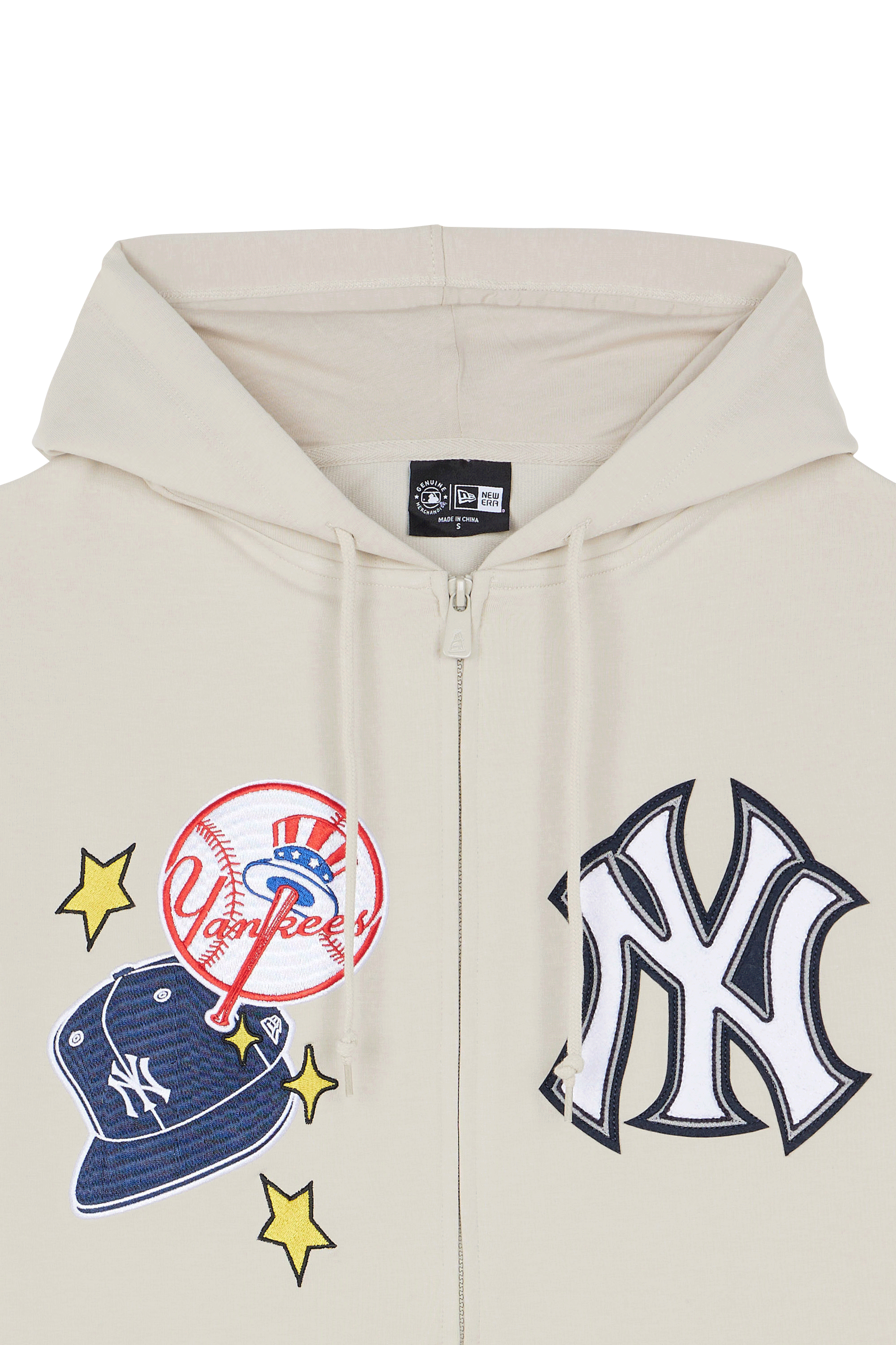 Regular-fit zip-up cotton-blend hoodie with Pony Player Beige