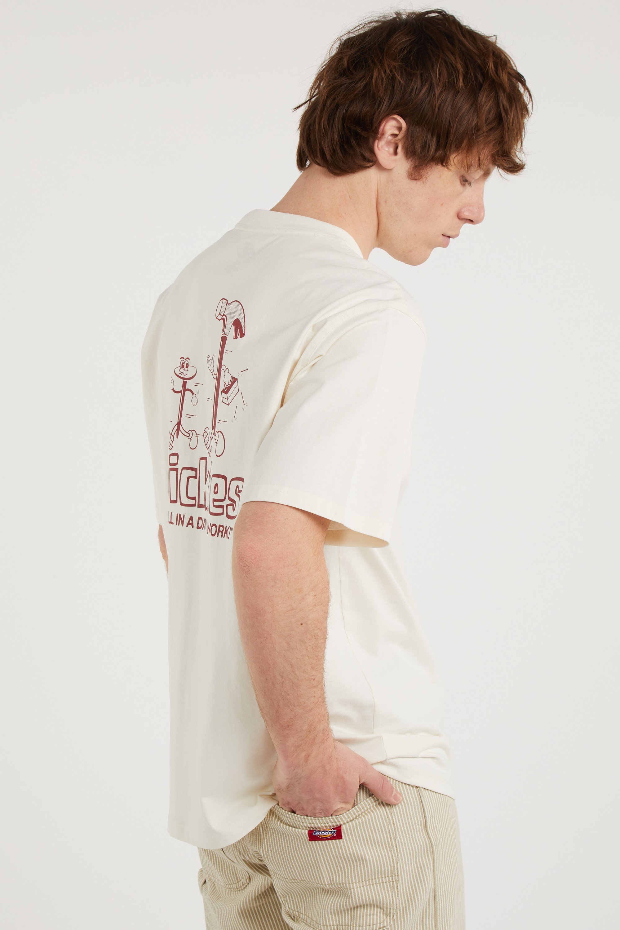 Regular-fit round-neck cotton T-shirt Beige