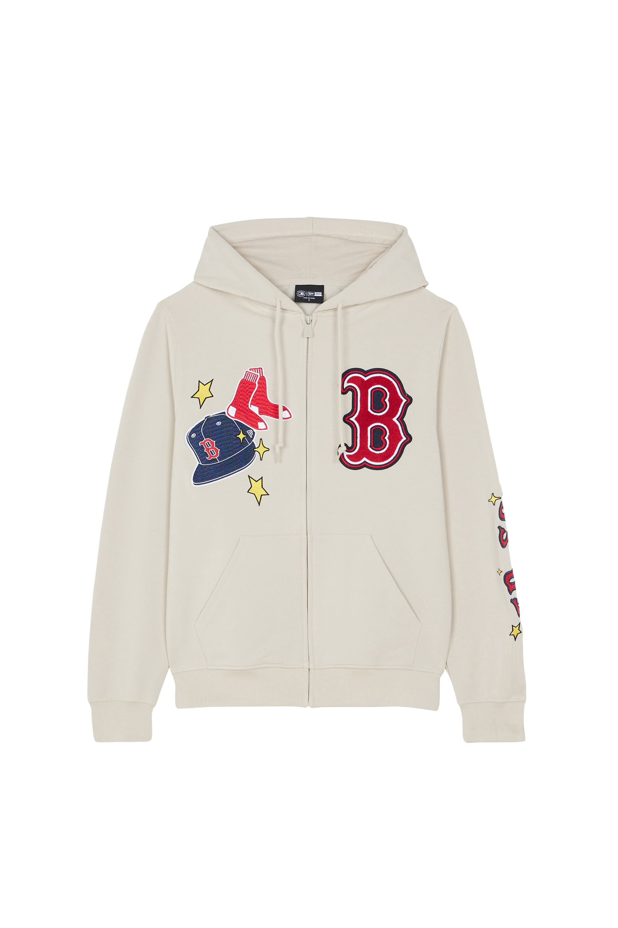 Regular-fit zip-up cotton-blend hoodie with Pony Player Beige