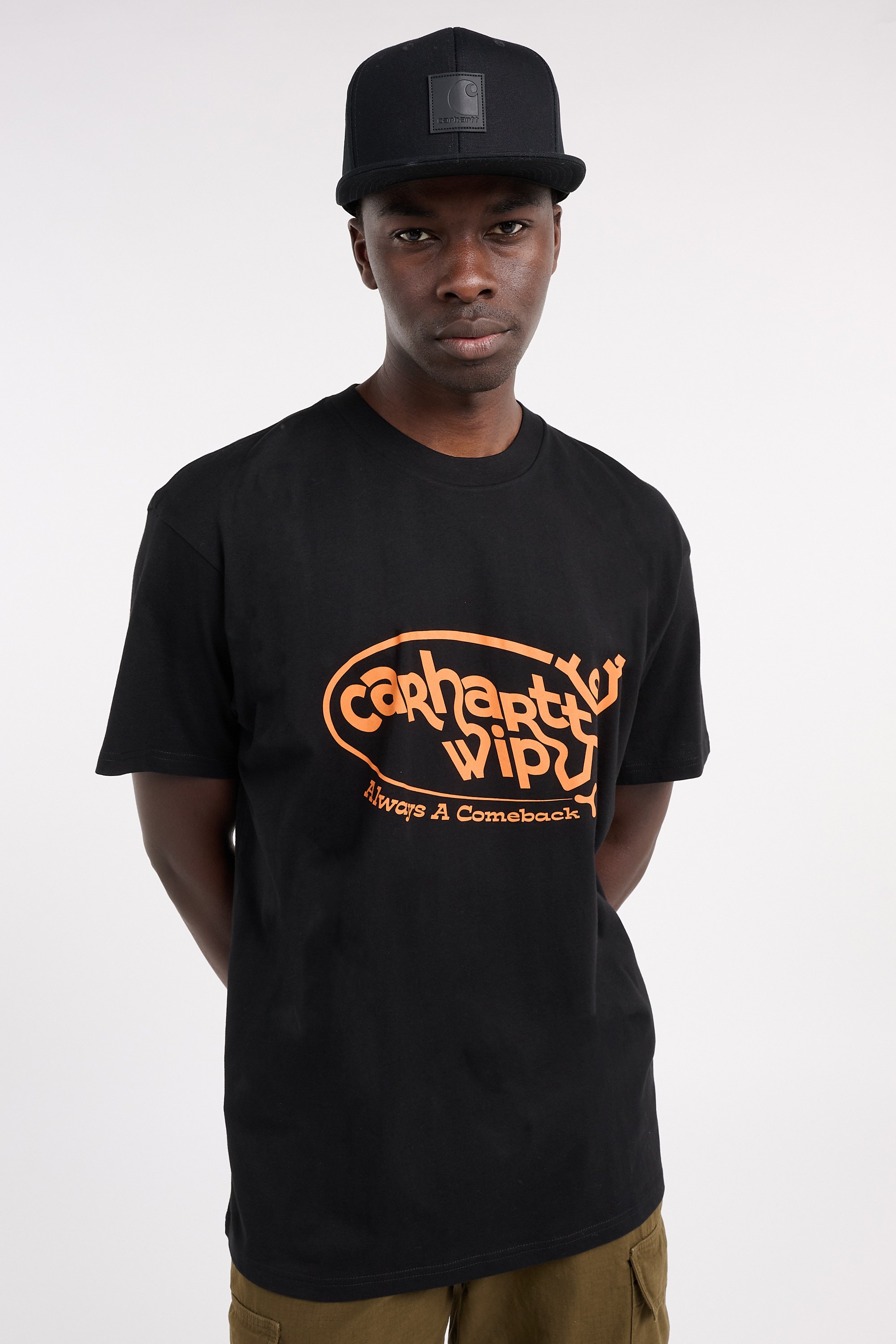 Round neck organic cotton t-shirt | Black CARHARTT WIP Men