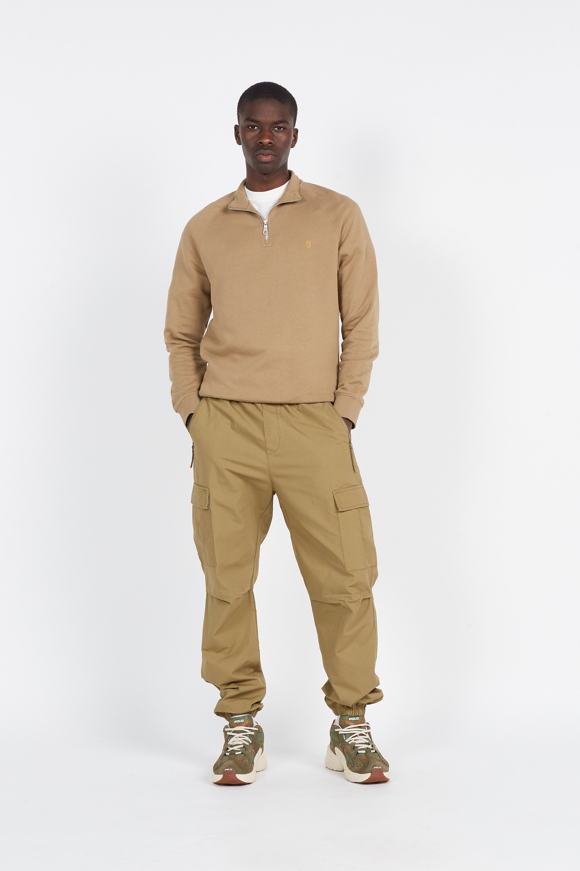 Zip-up sweatshirt | Beige by FARAH Zip-up sweatshirt Beige