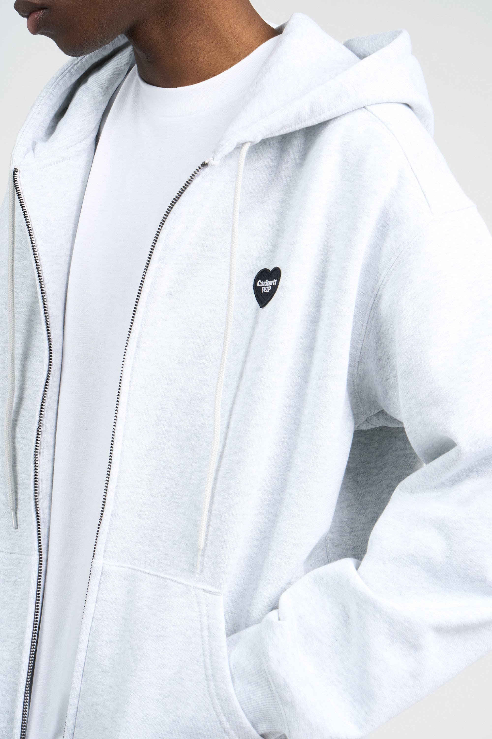 Regular-fit zip-up cotton-blend hoodie with Pony Player Grey