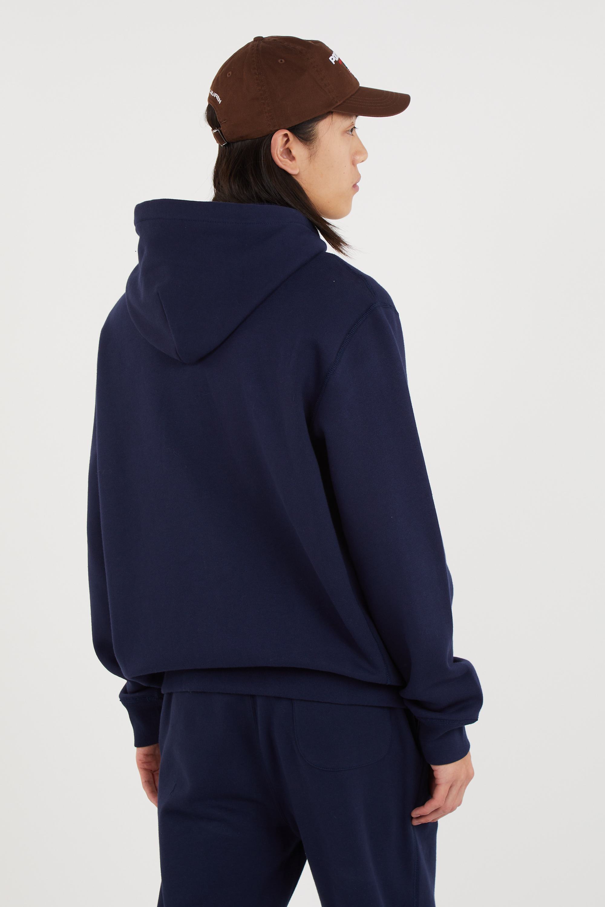Regular-fit zip-up cotton-blend hoodie with Pony Player Blue
