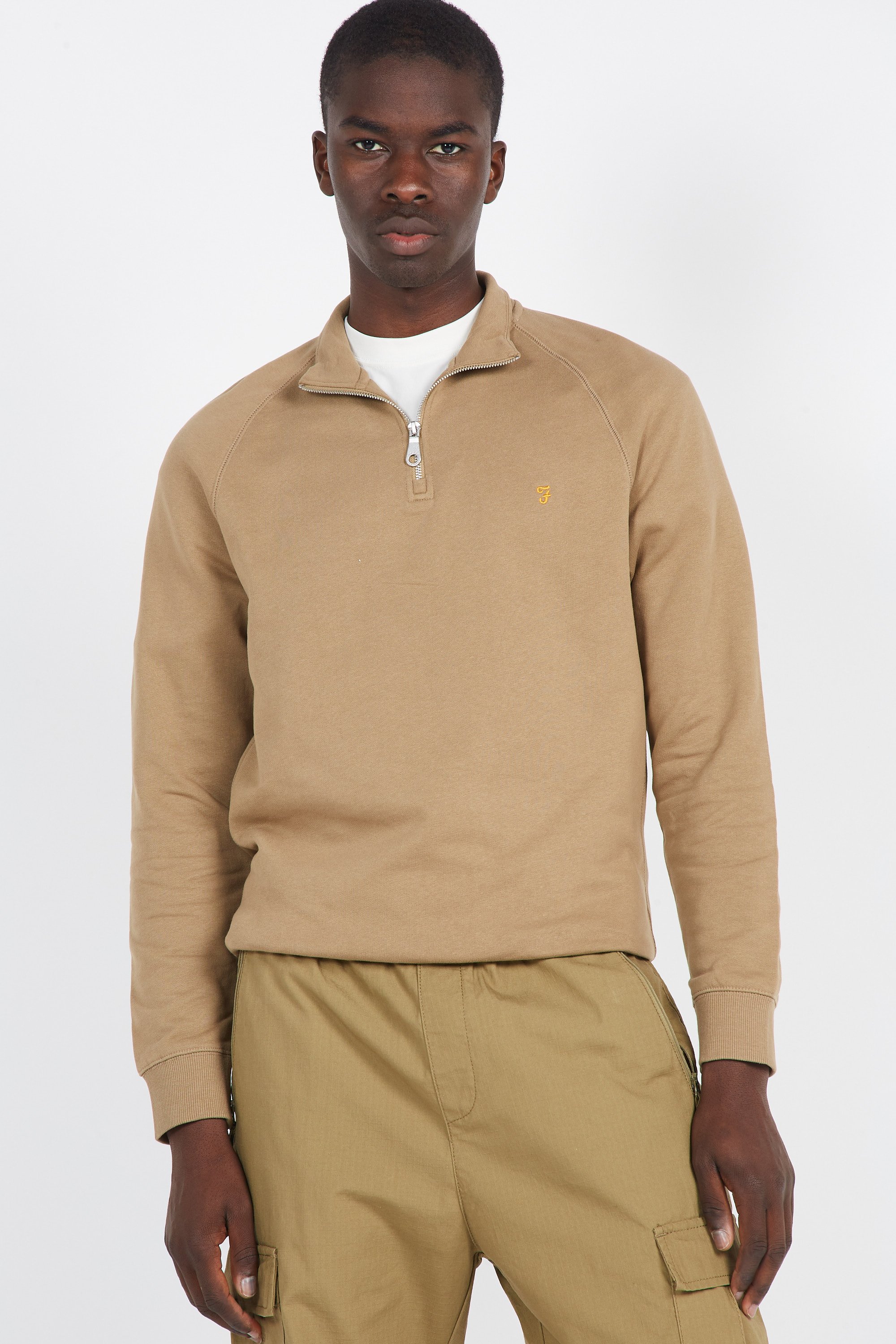Zip-up sweatshirt | Beige by FARAH Zip-up sweatshirt Beige