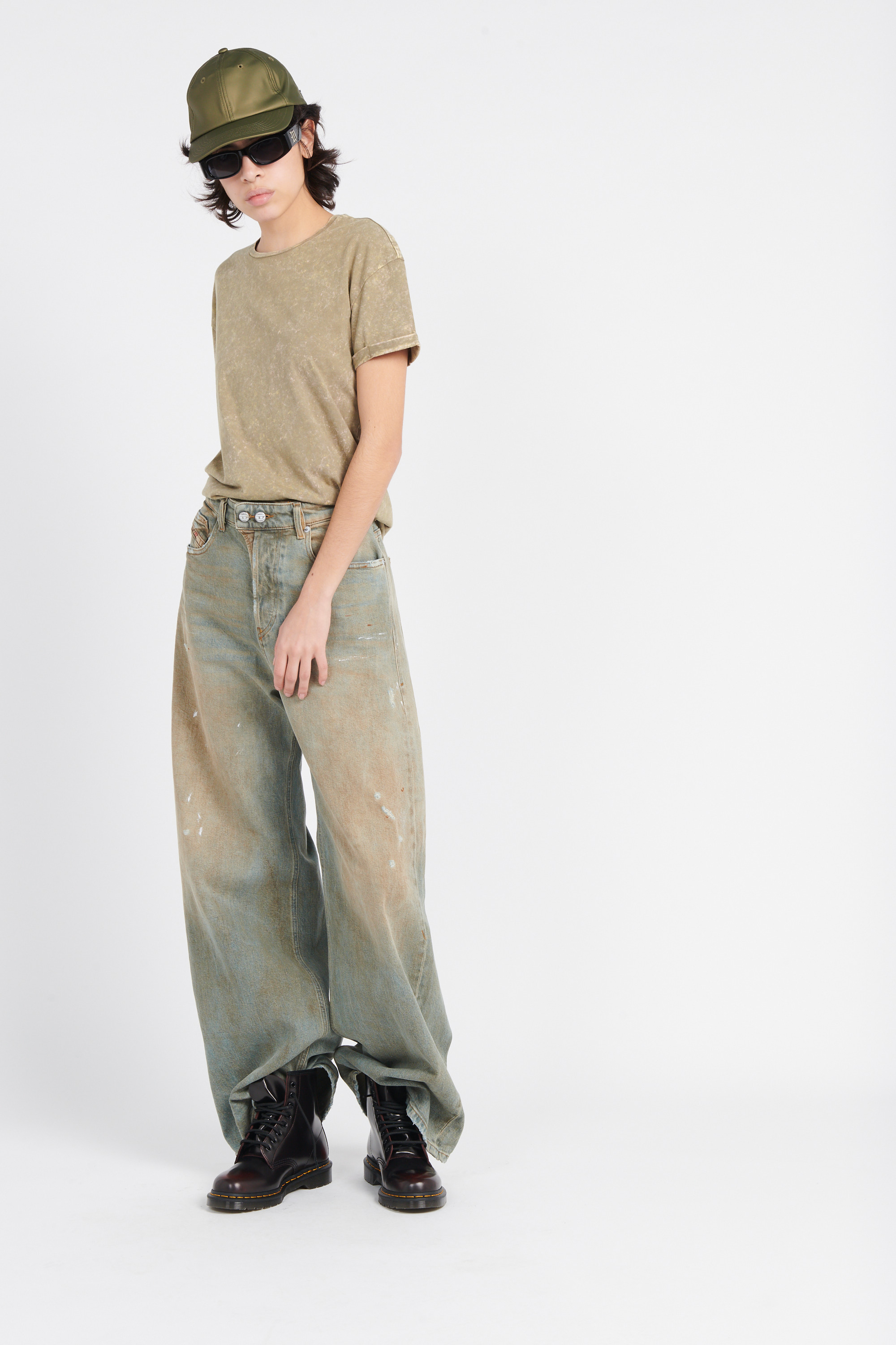 Regular-fit round-neck cotton T-shirt Khaki
