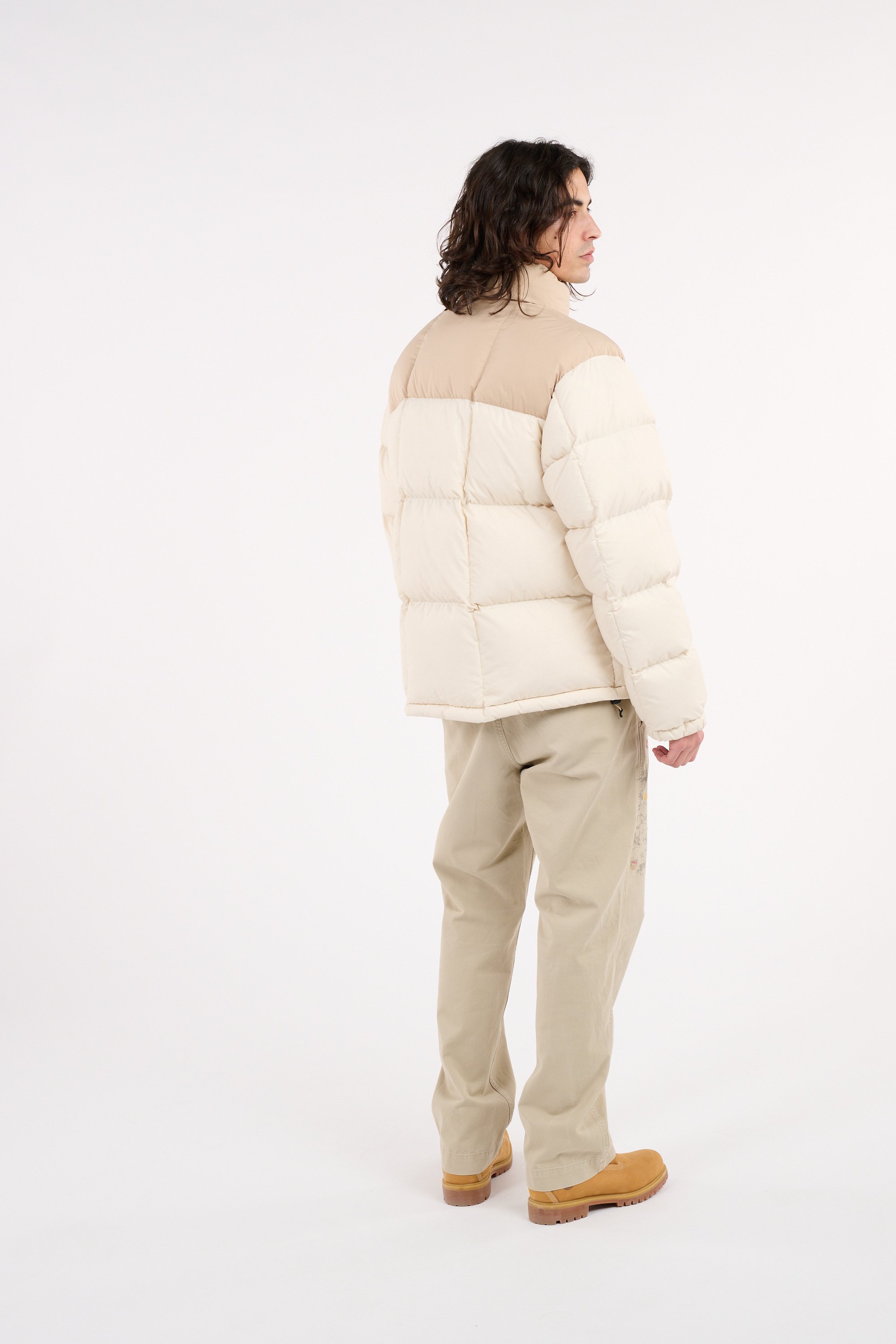 Lightweight quilted padded jacket with high neck Beige