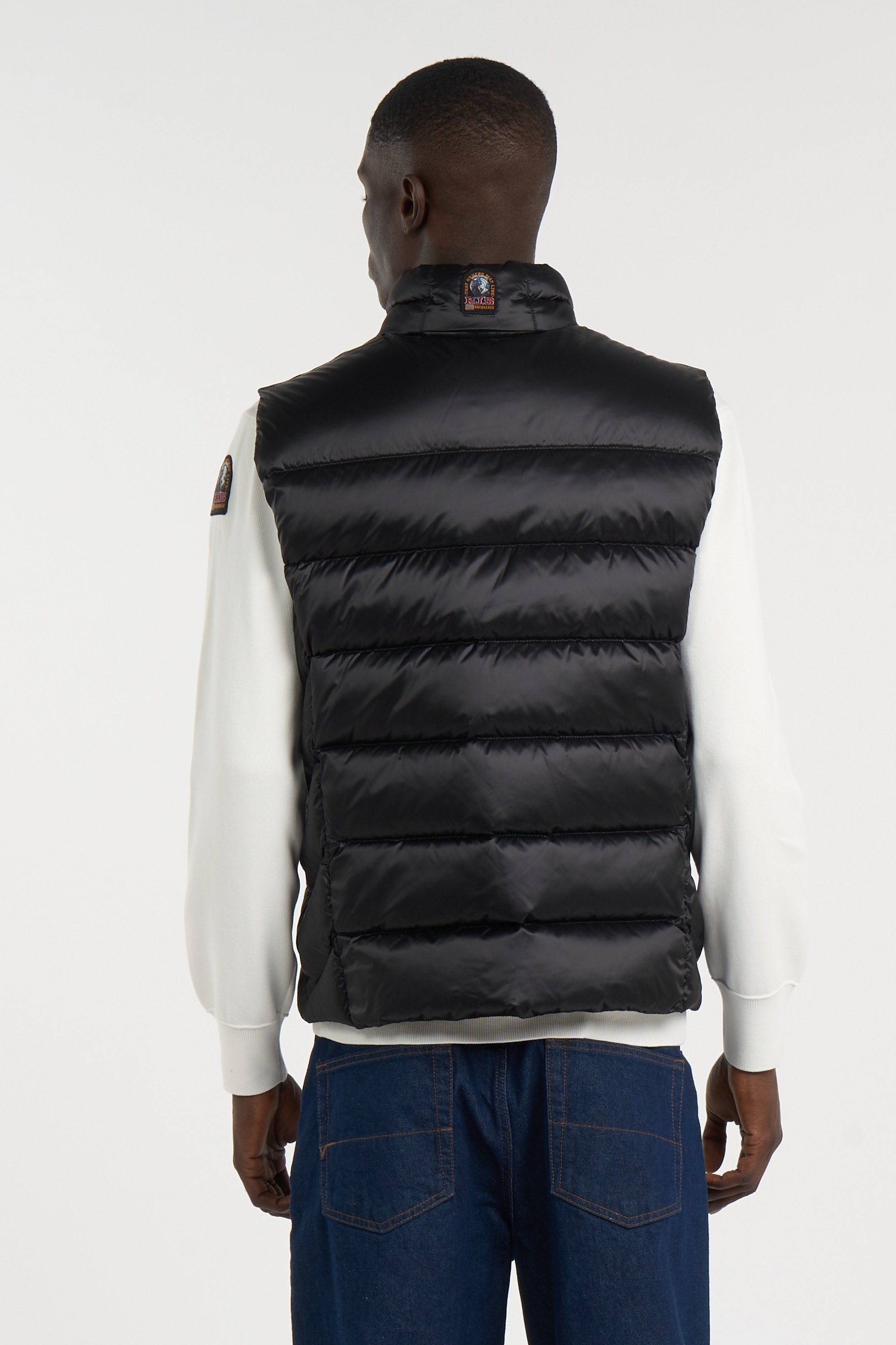 Zipped high-neck colorblock padded jacket with hood | Black PARAJUMPERS Men