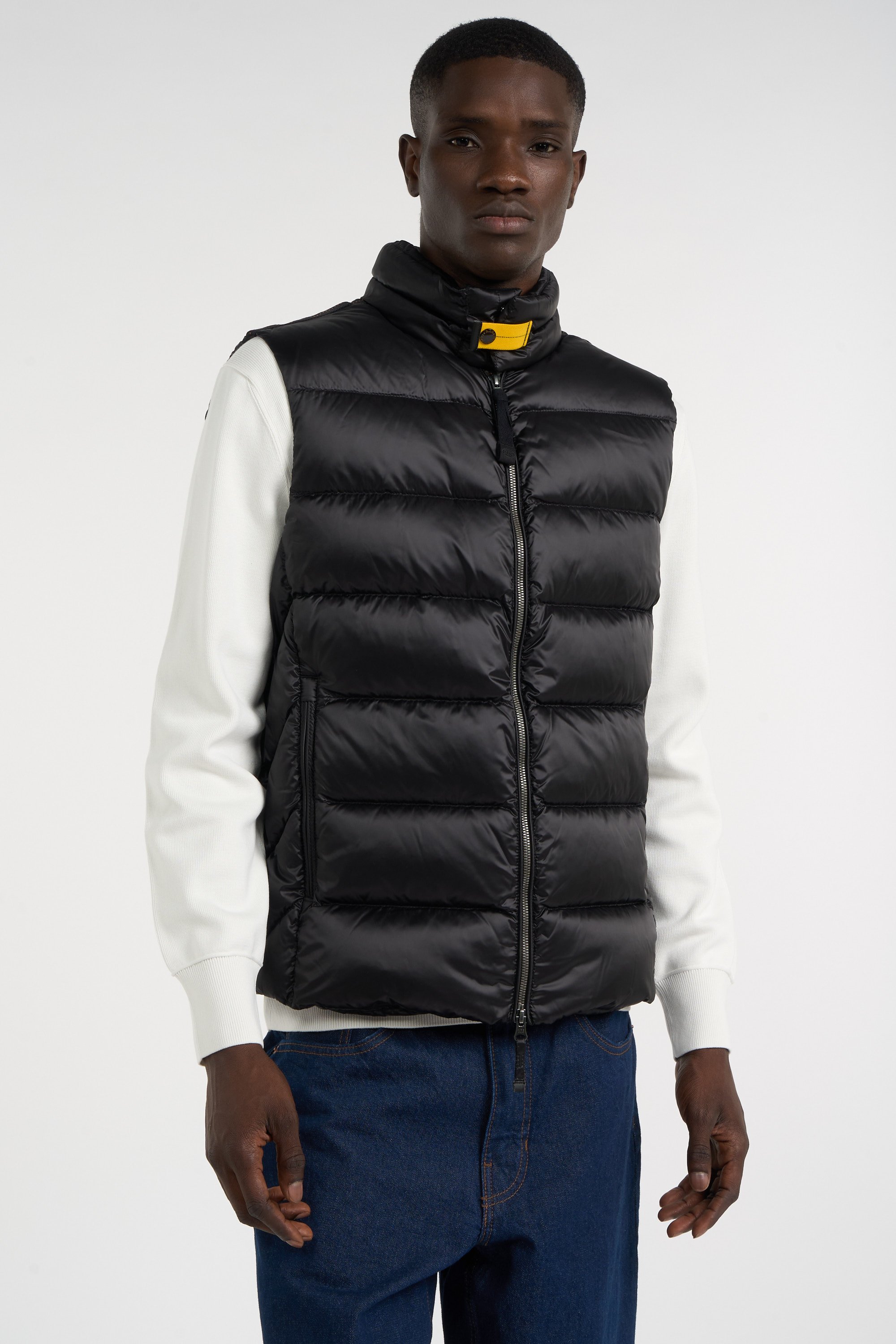 Zipped high-neck colorblock padded jacket with hood | Black PARAJUMPERS Men