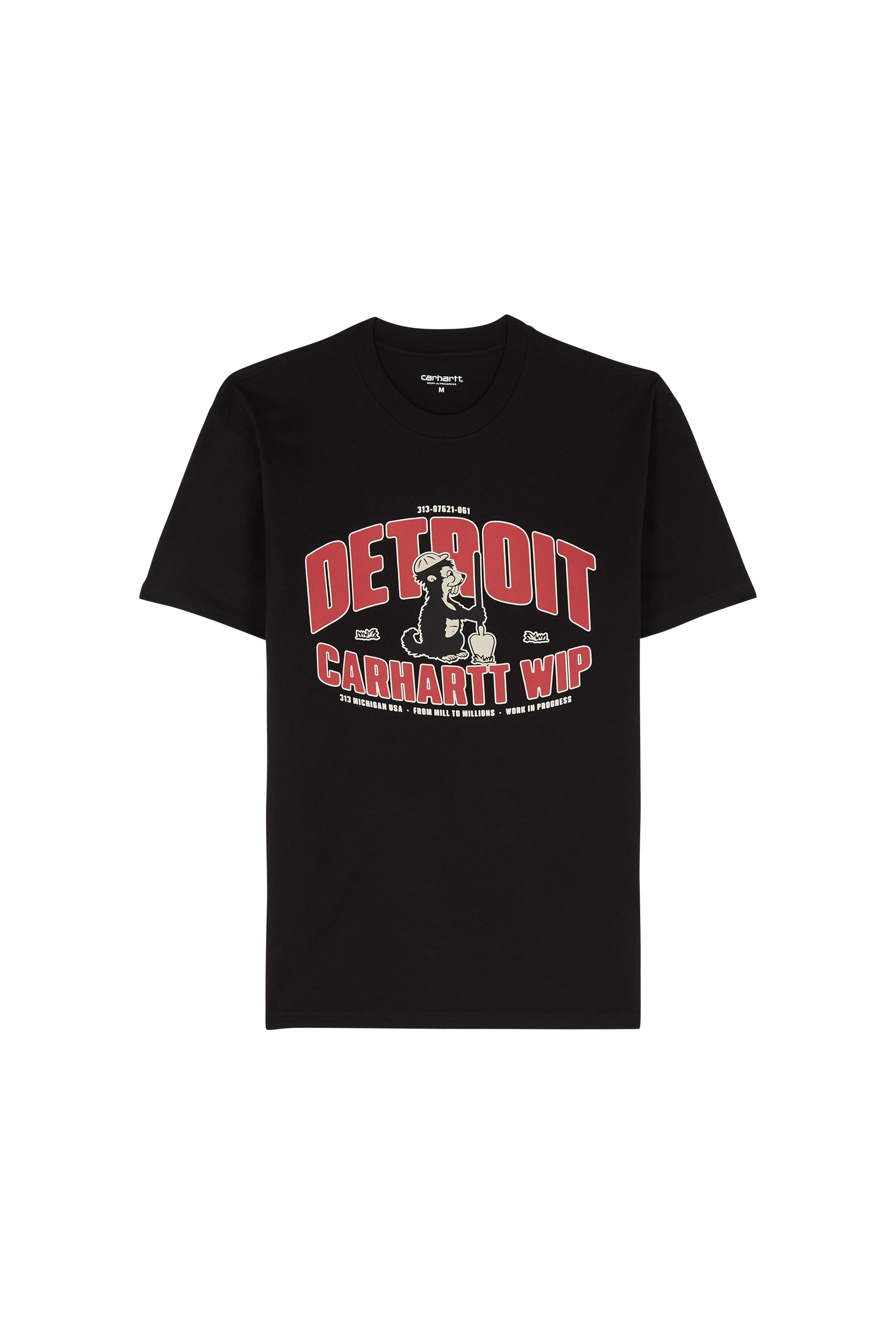 Regular-fit round-neck cotton T-shirt Black