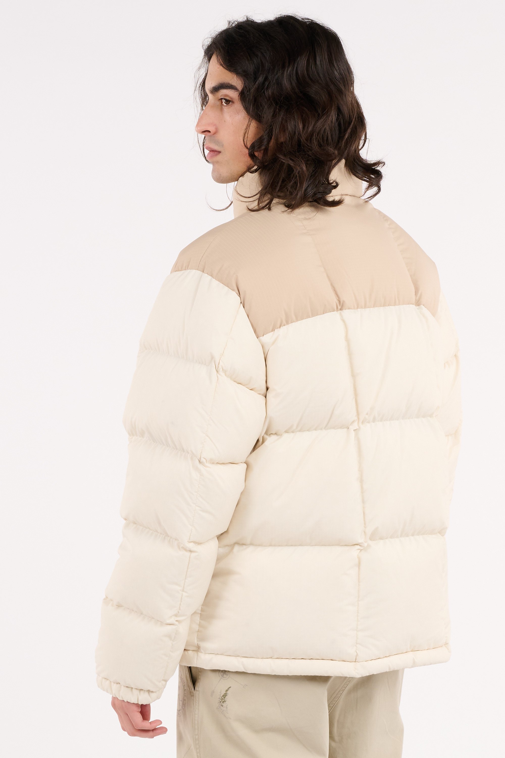 Lightweight quilted padded jacket with high neck Beige