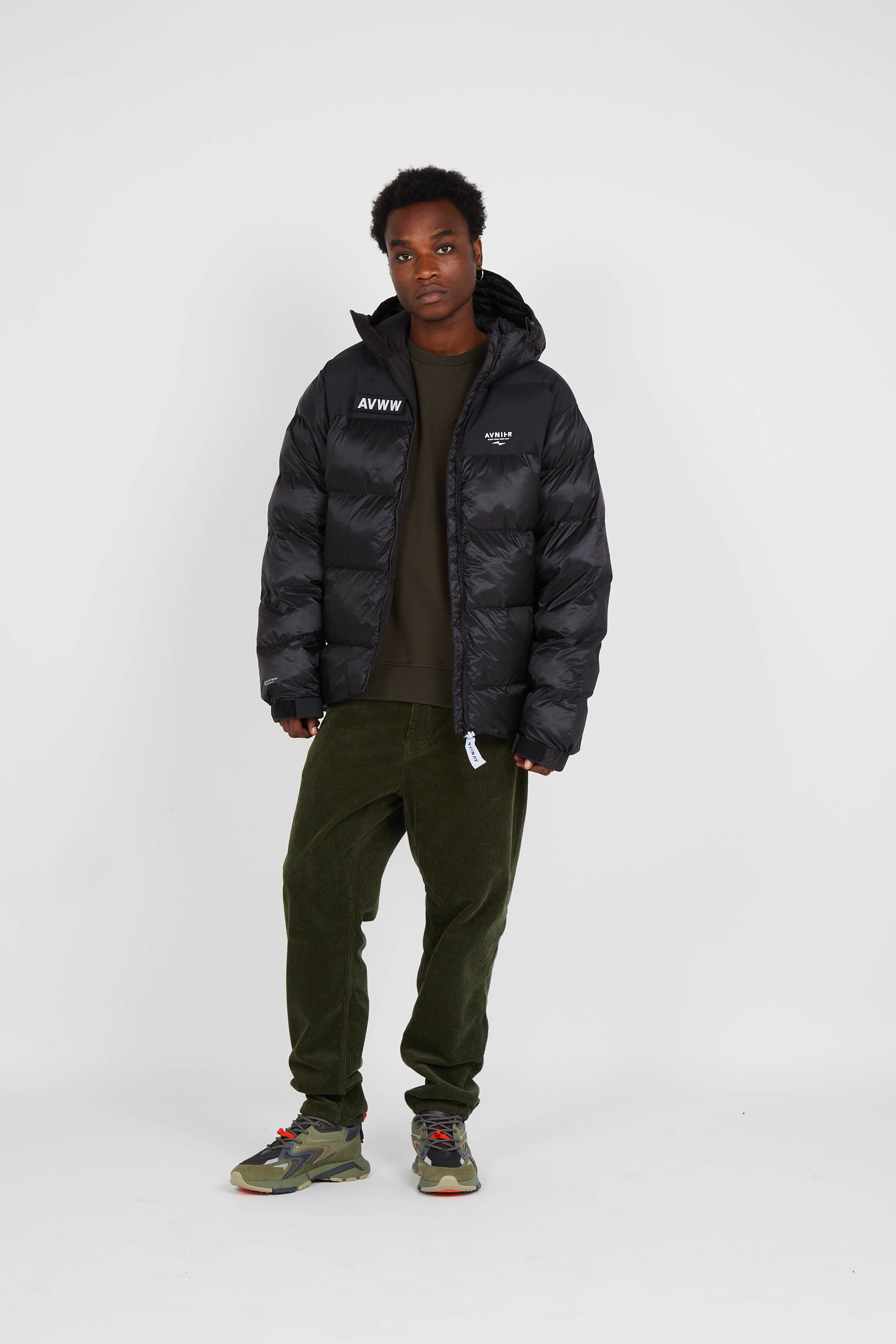 Lightweight quilted padded jacket with high neck Black