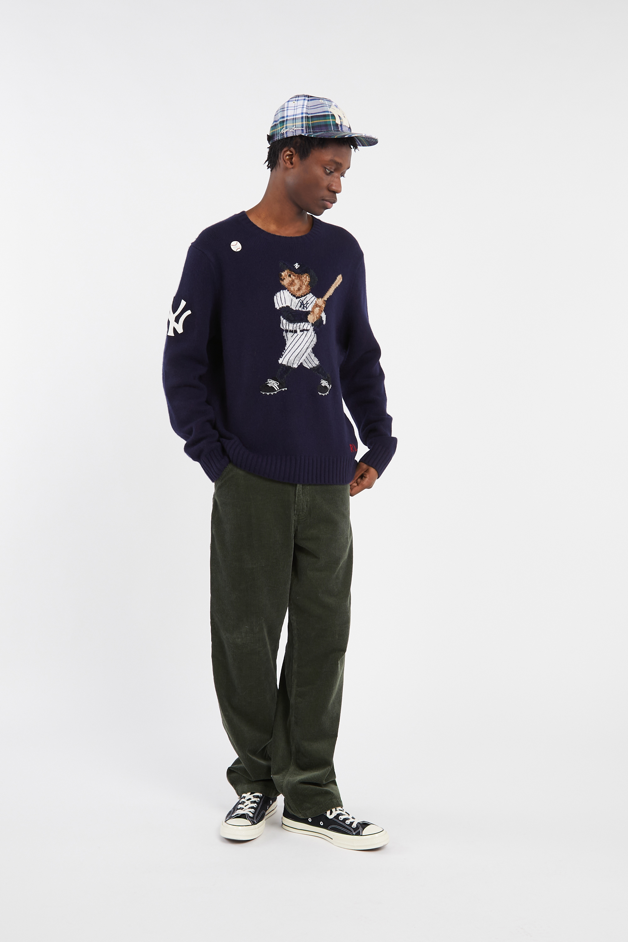 Pantalon droit en velours Kaki