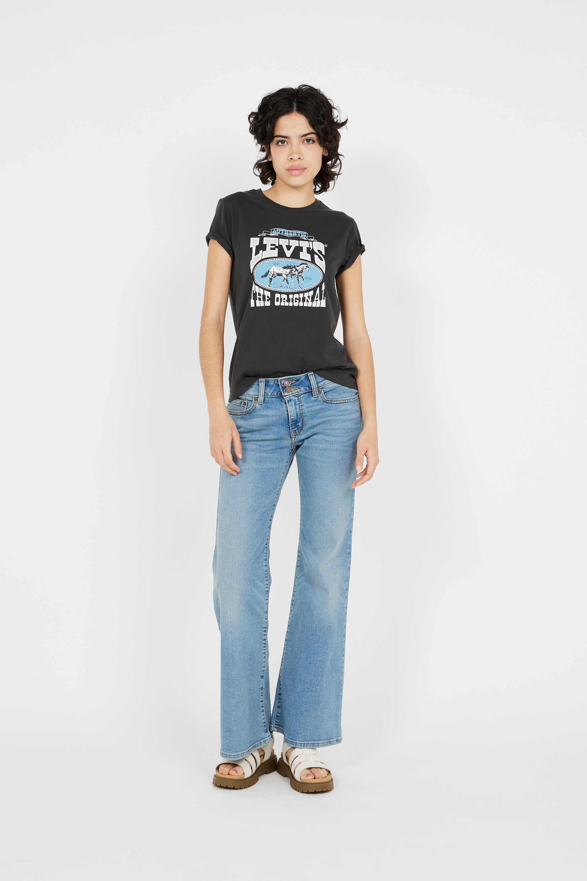 Regular-fit round-neck cotton T-shirt Black