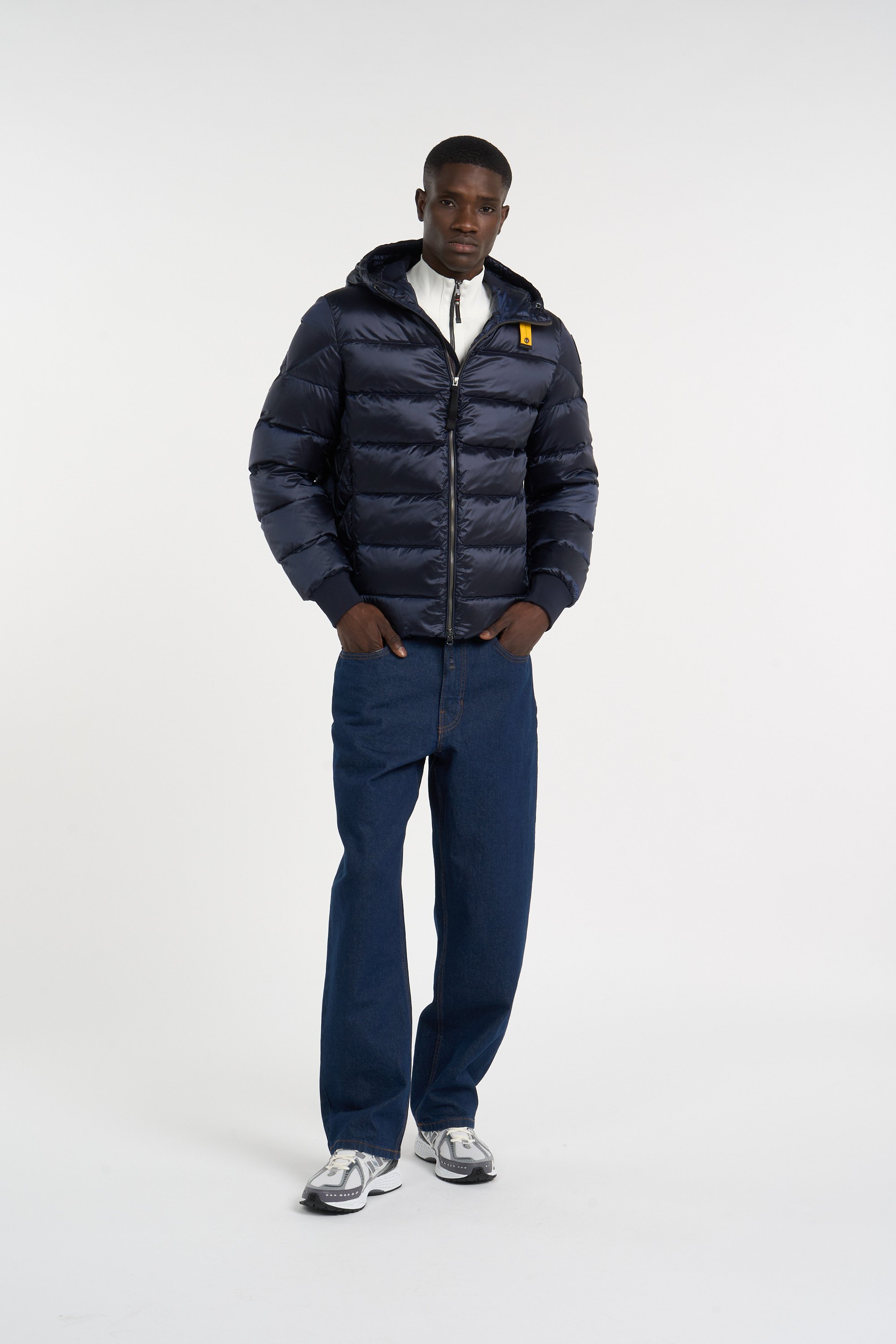 Zipped high-neck colorblock padded jacket with hood PARAJUMPERS Blue