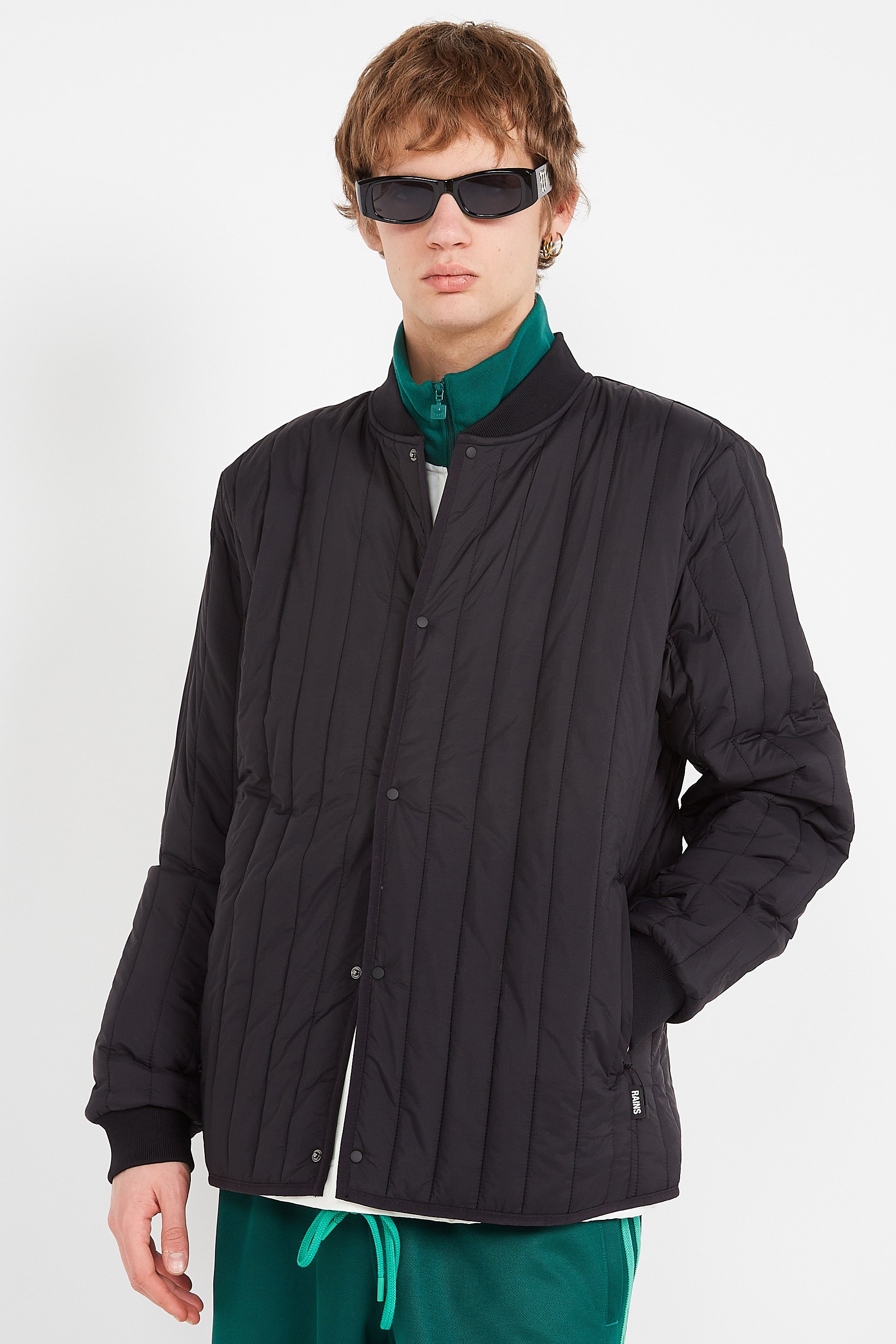 Lightweight quilted padded jacket with high neck Black