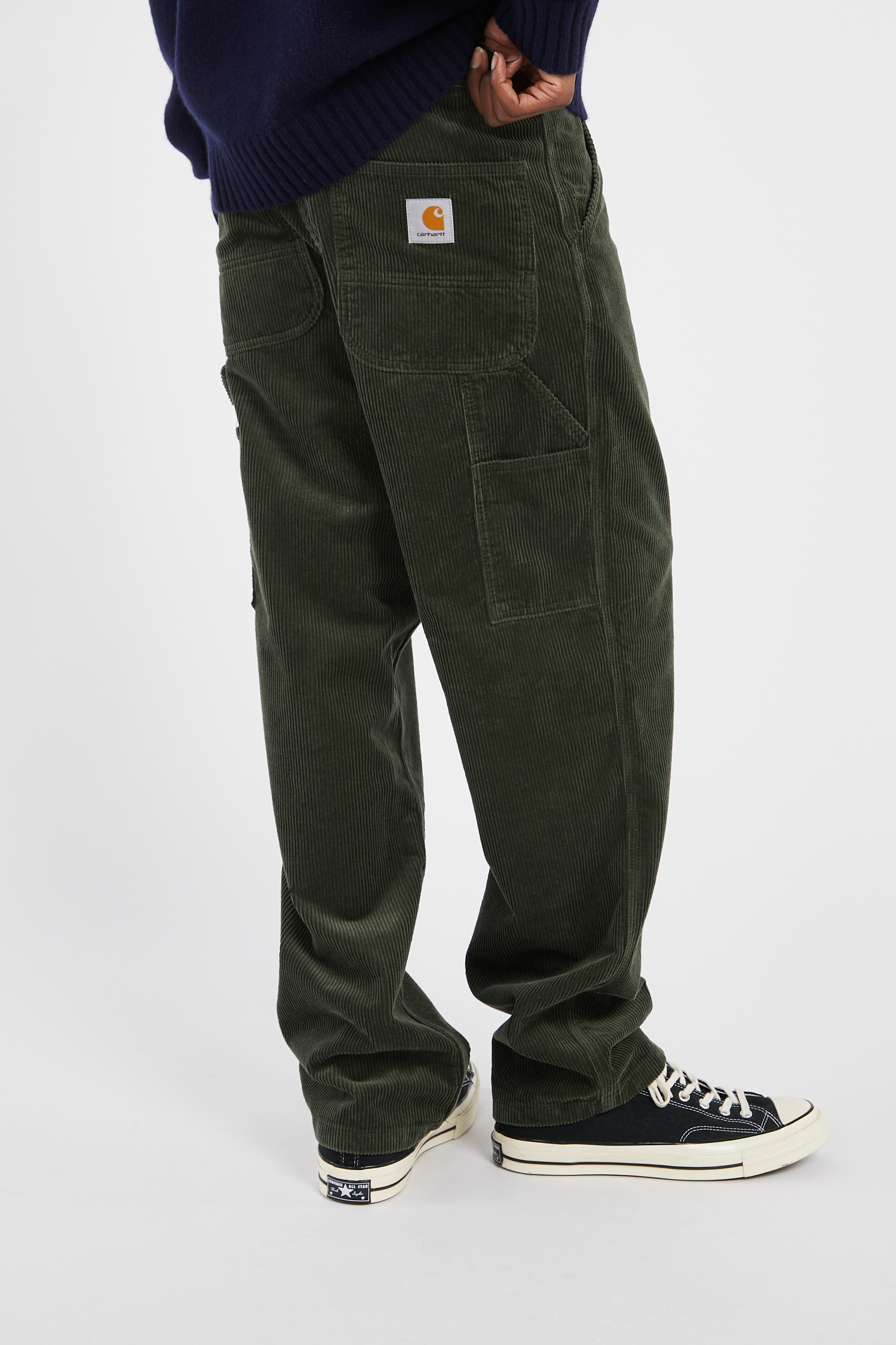 Pantalon droit en velours Vert