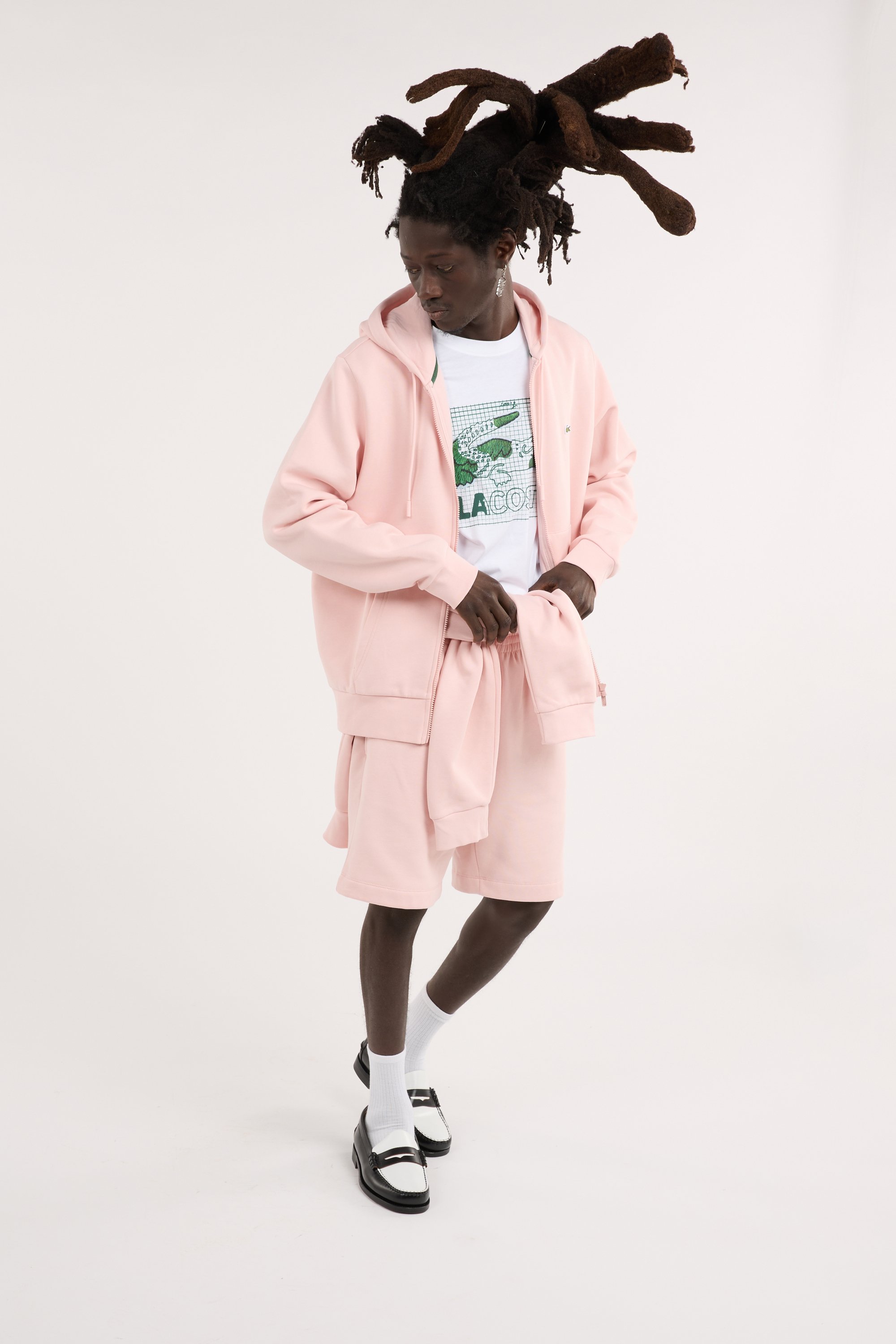 Hoodie zippé LACOSTE Rose