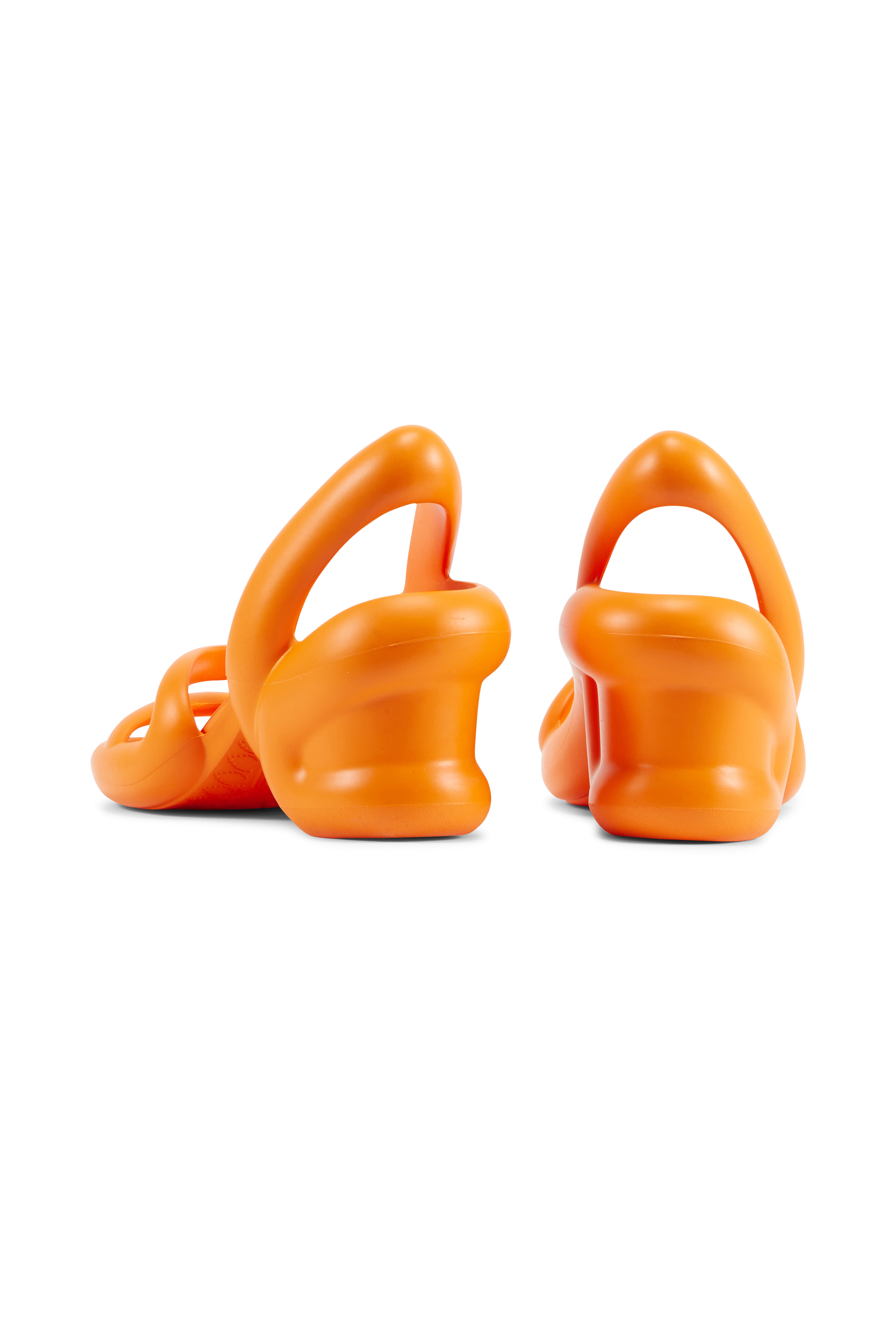 Flat furry sheepskin sandals Orange