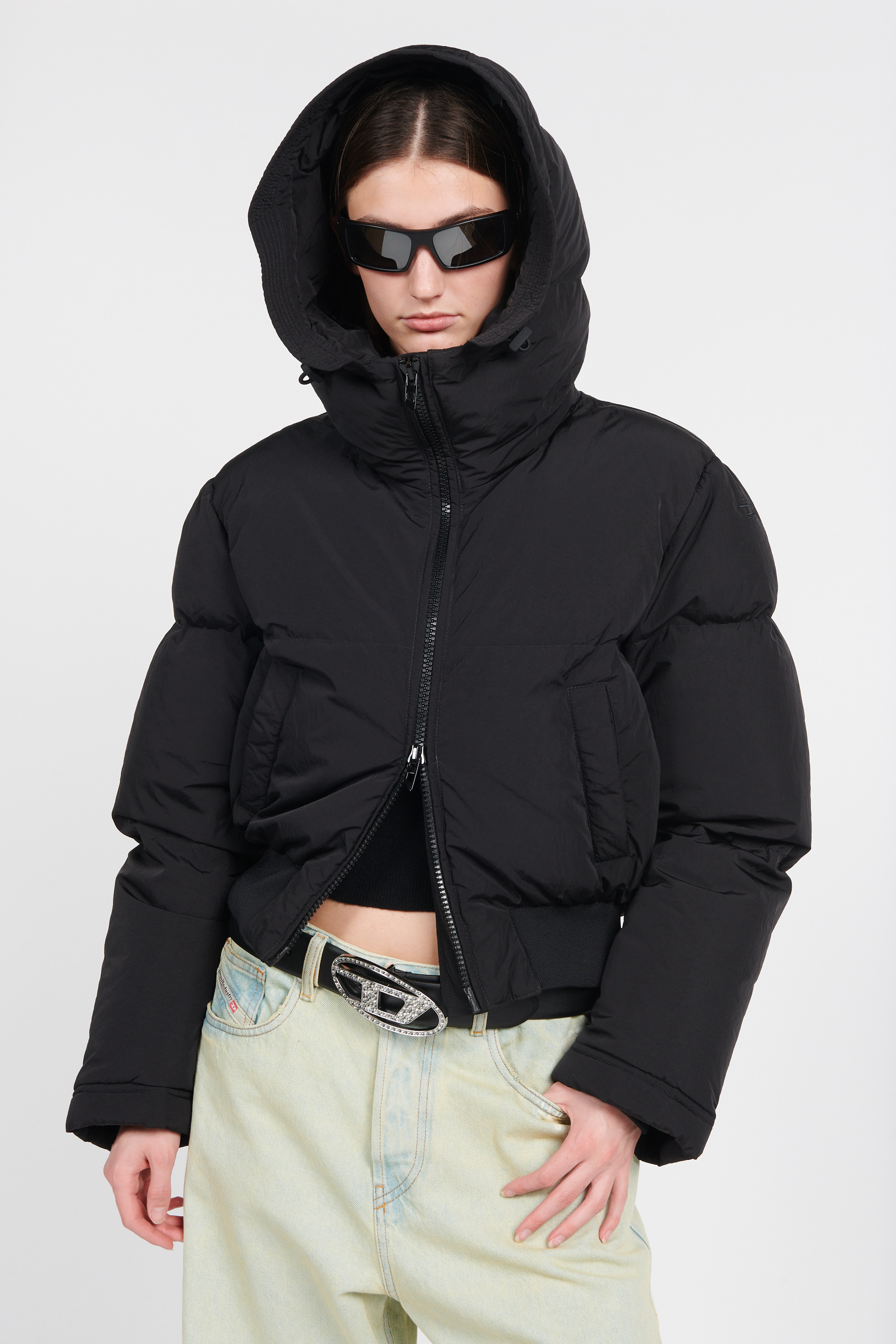 Lightweight quilted padded jacket with high neck Black