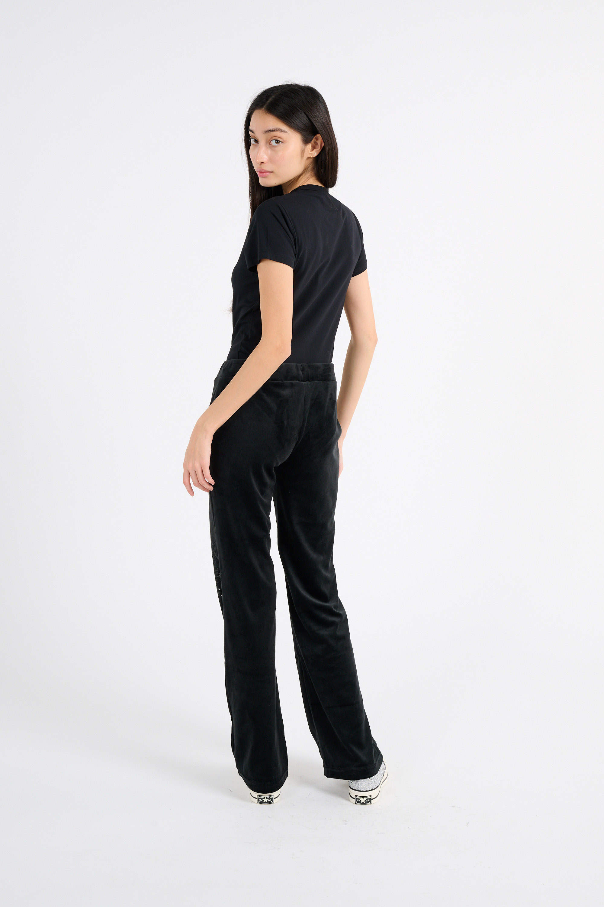 Regular-fit round-neck cotton T-shirt Black