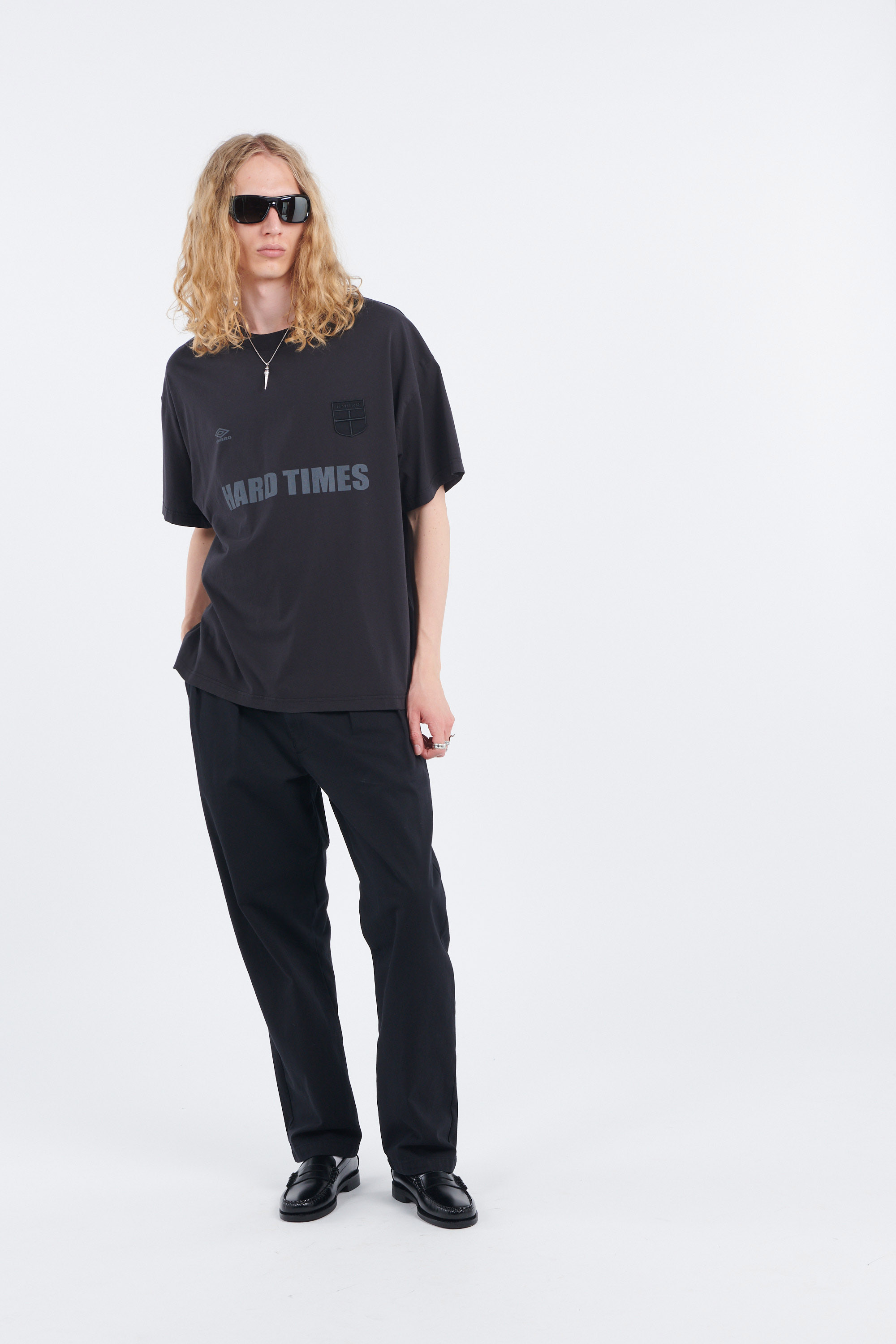Regular-fit round-neck cotton T-shirt Black