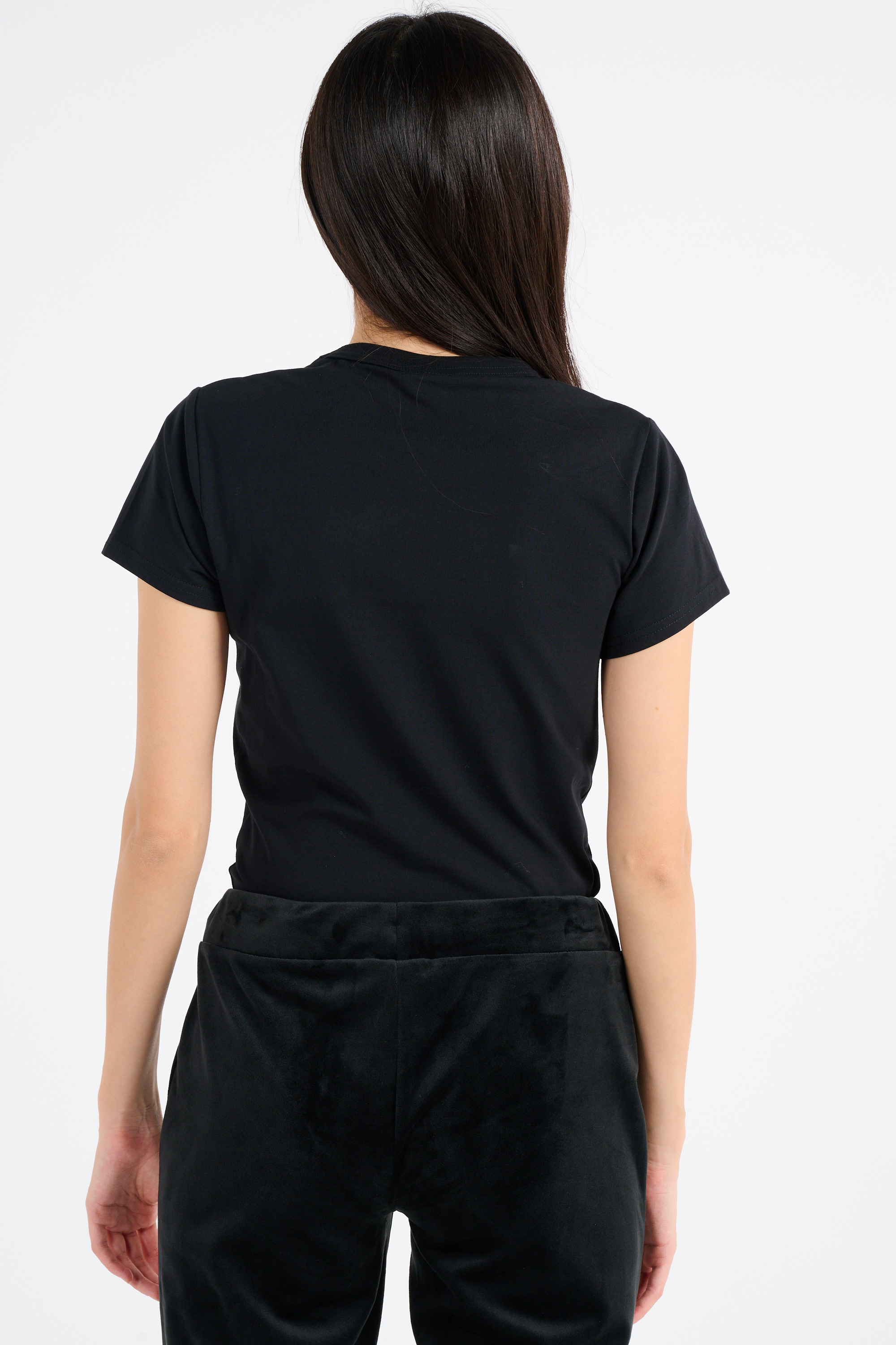 Regular-fit round-neck cotton T-shirt Black