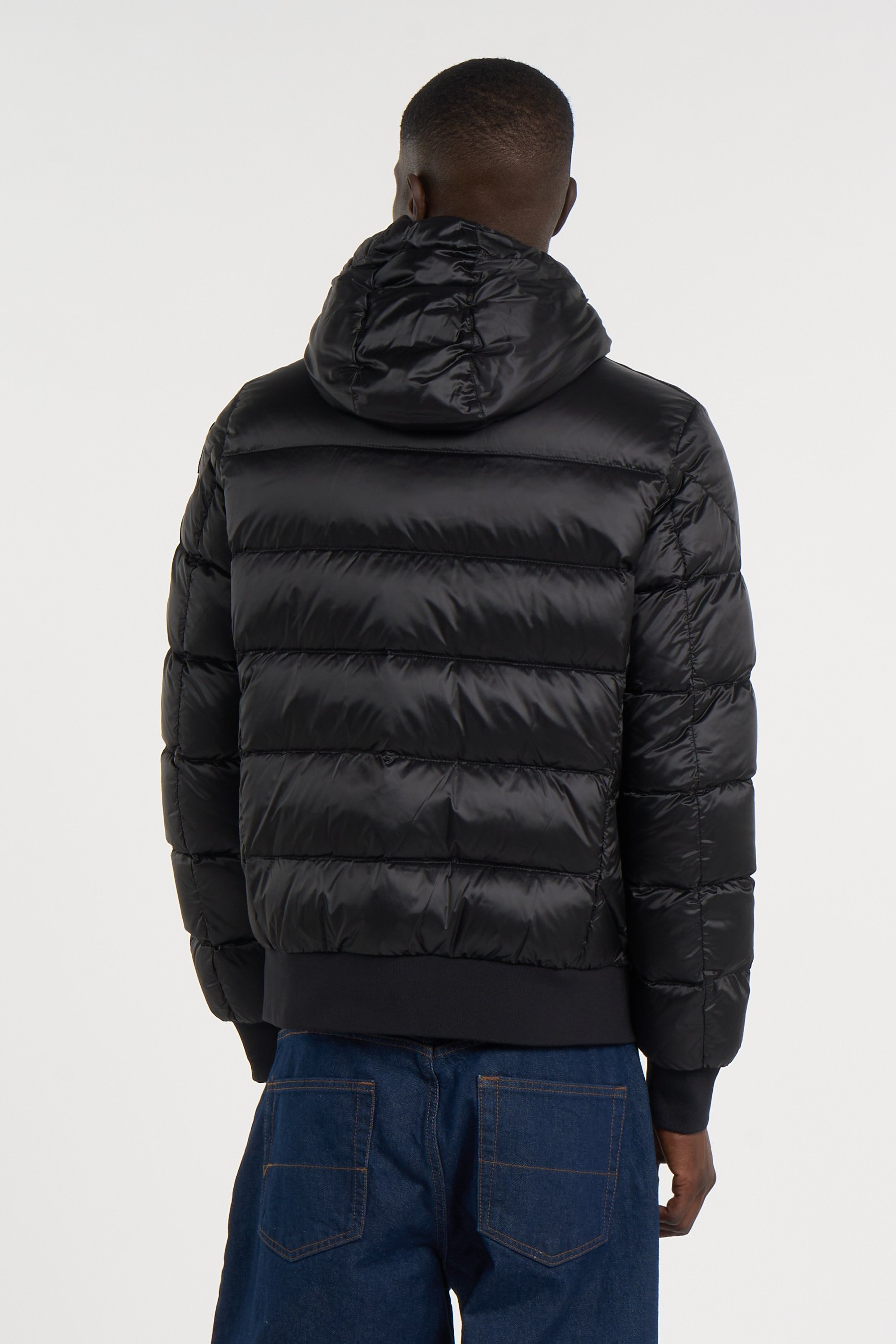 Zipped high-neck colorblock padded jacket with hood | Black PARAJUMPERS Men