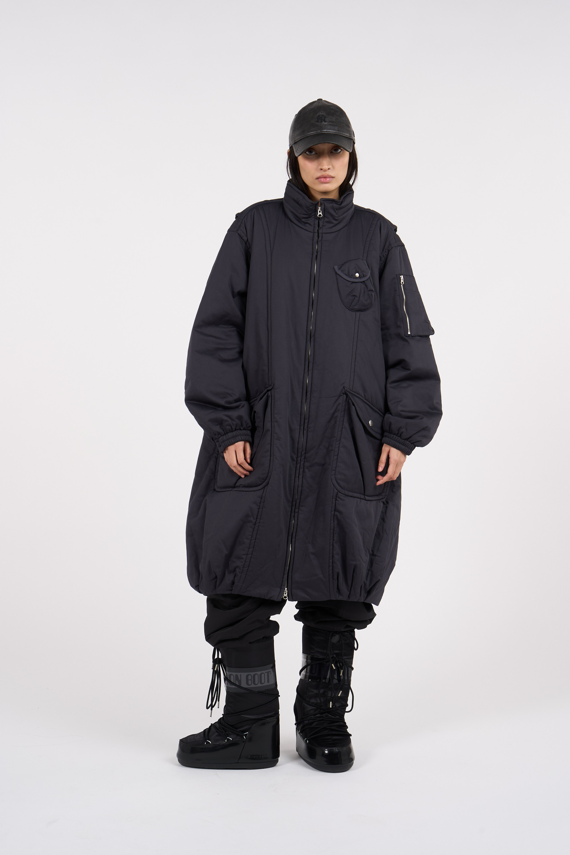 Lightweight quilted padded jacket with high neck Blue