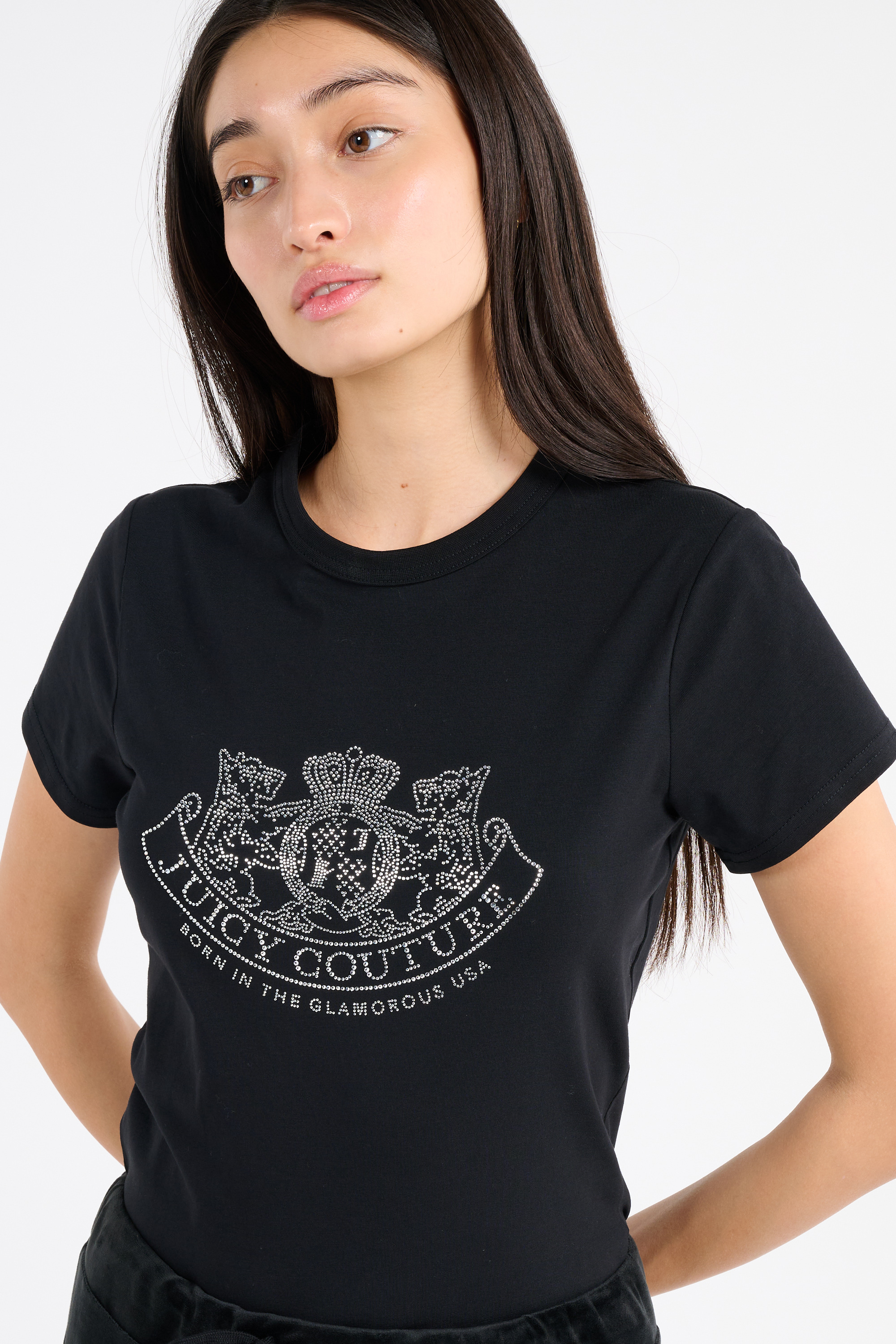 Regular-fit round-neck cotton T-shirt Black