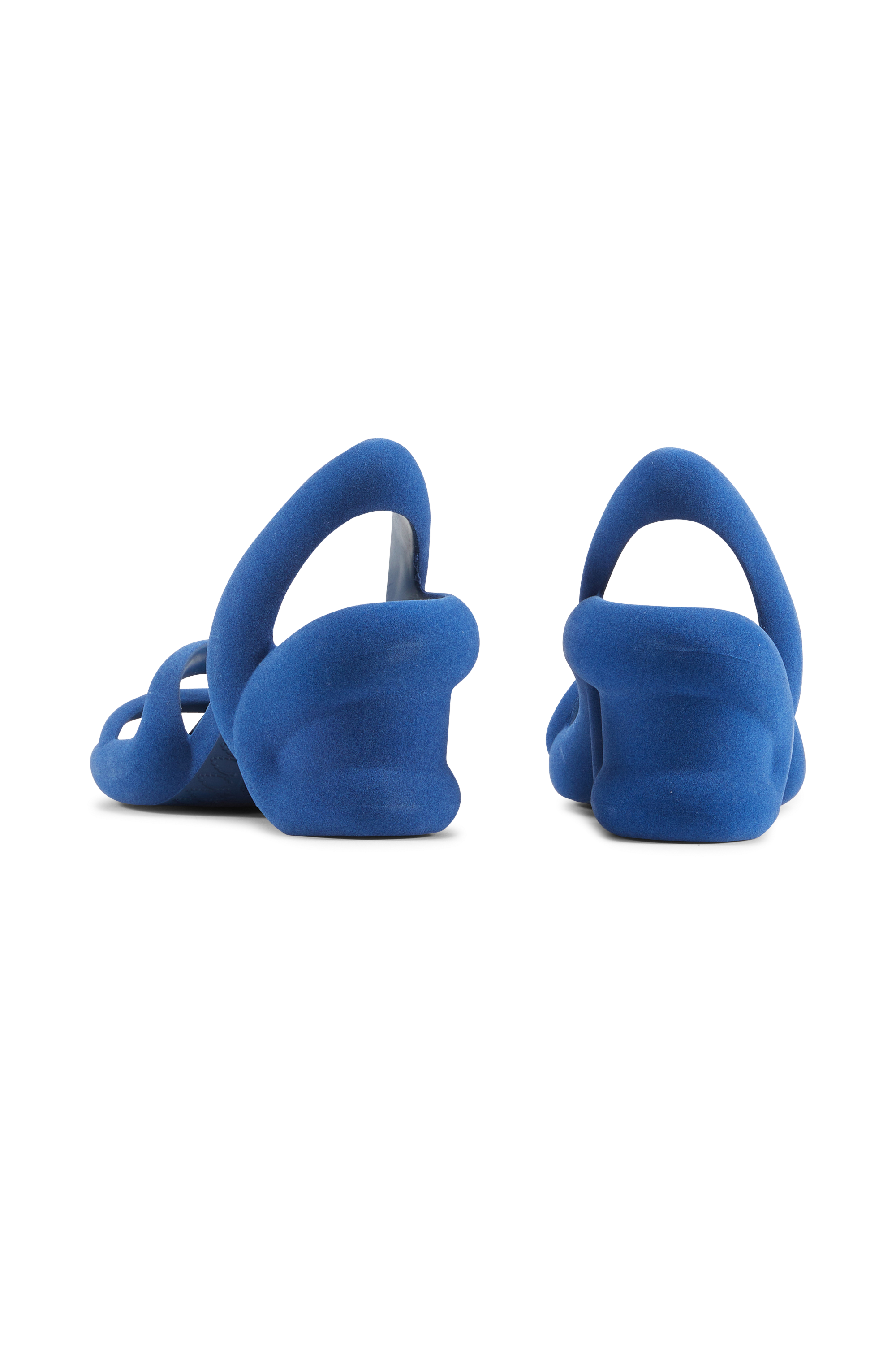 Flat furry sheepskin sandals Blue