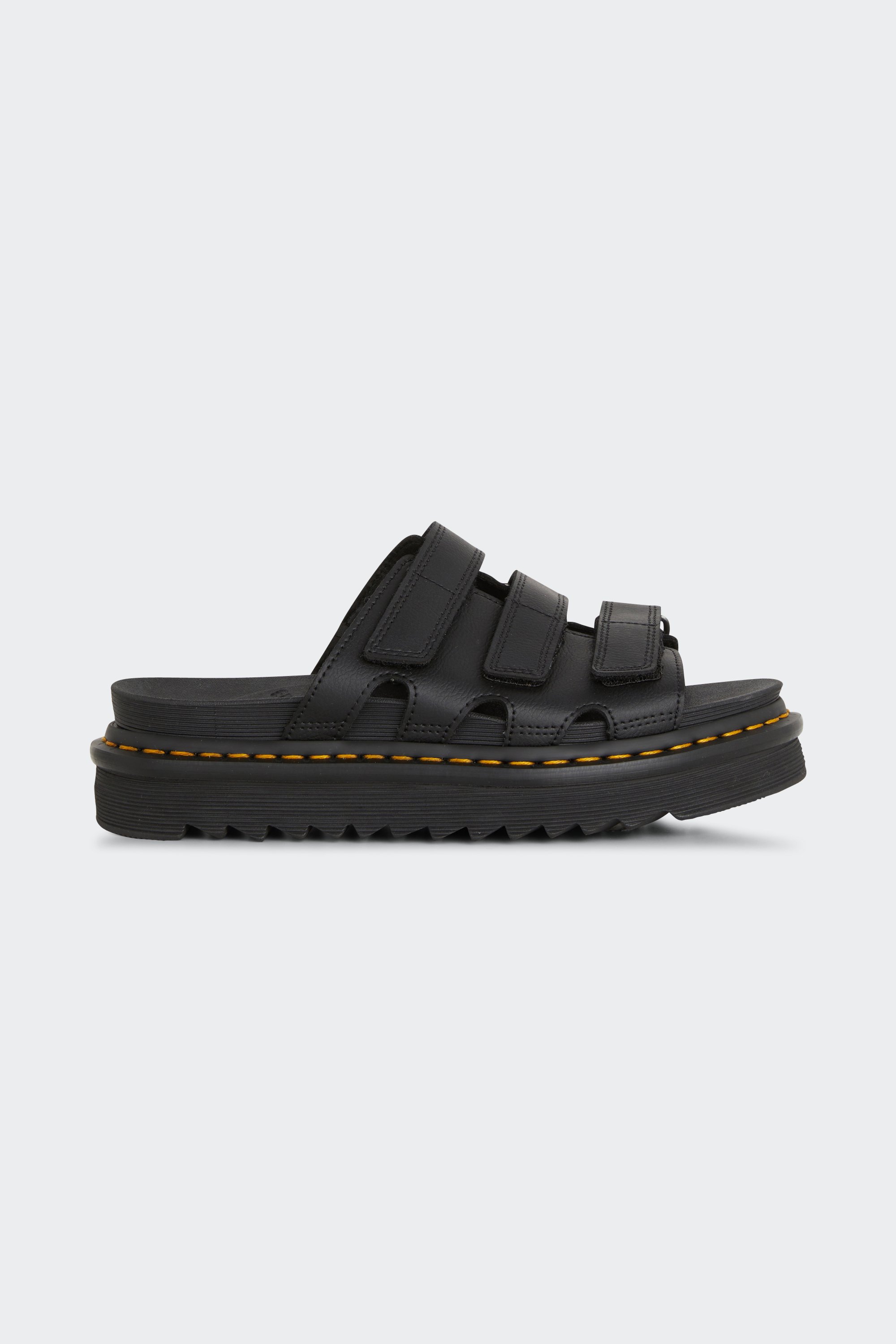 Flat furry sheepskin sandals | Black by DR. MARTENS Flat furry sheepskin sandals Black