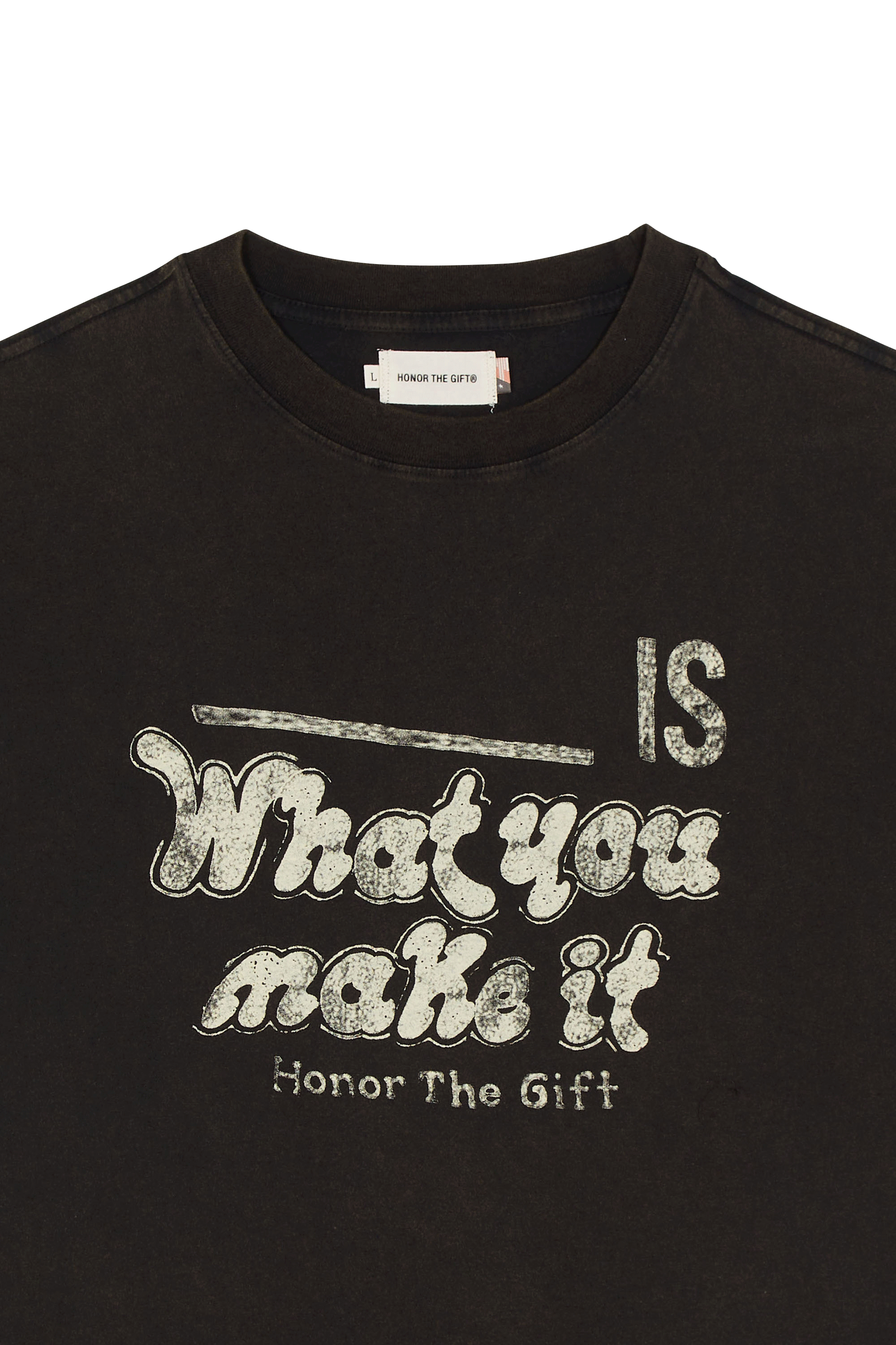 Regular-fit round-neck cotton T-shirt Black