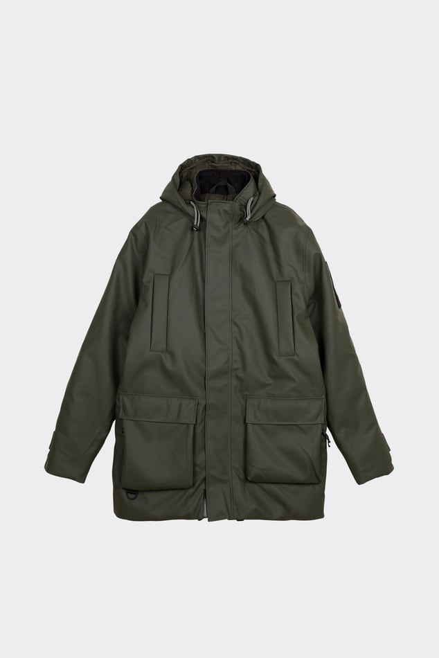 Parka Regular Fit a Capuche Vert Rains Homme Citadium