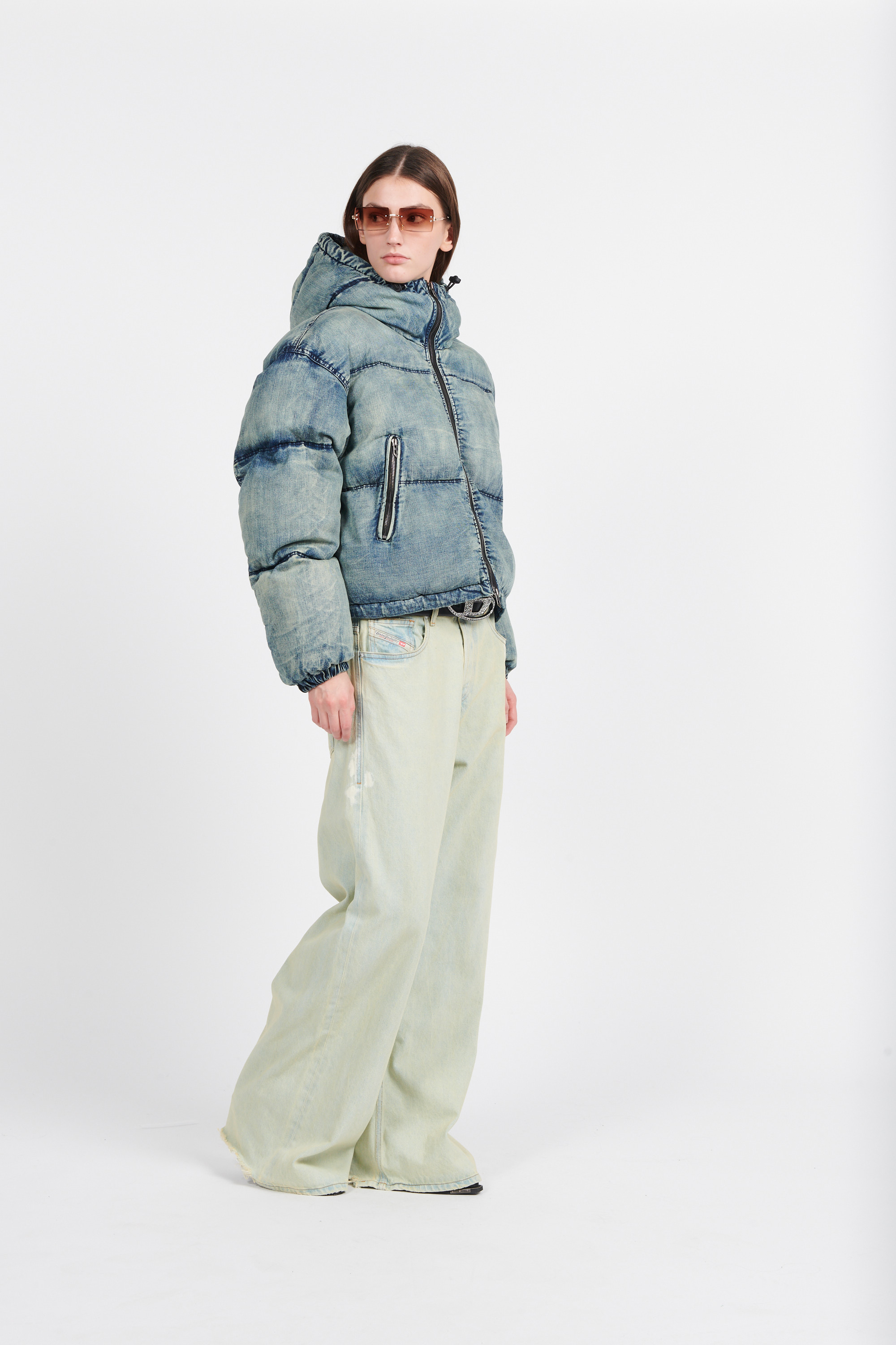 Lightweight quilted padded jacket with high neck Blue