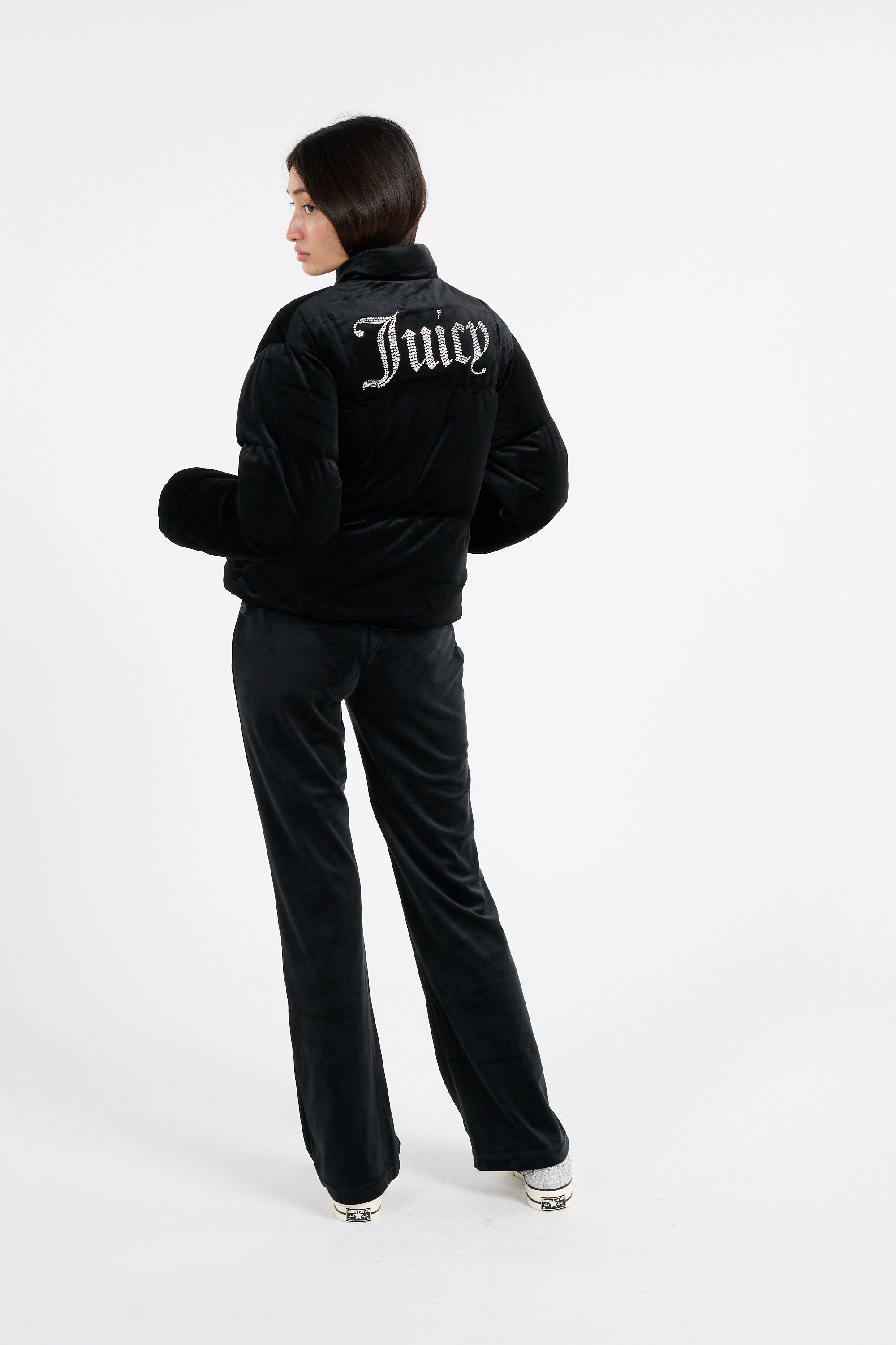 Lightweight quilted padded jacket with high neck Black