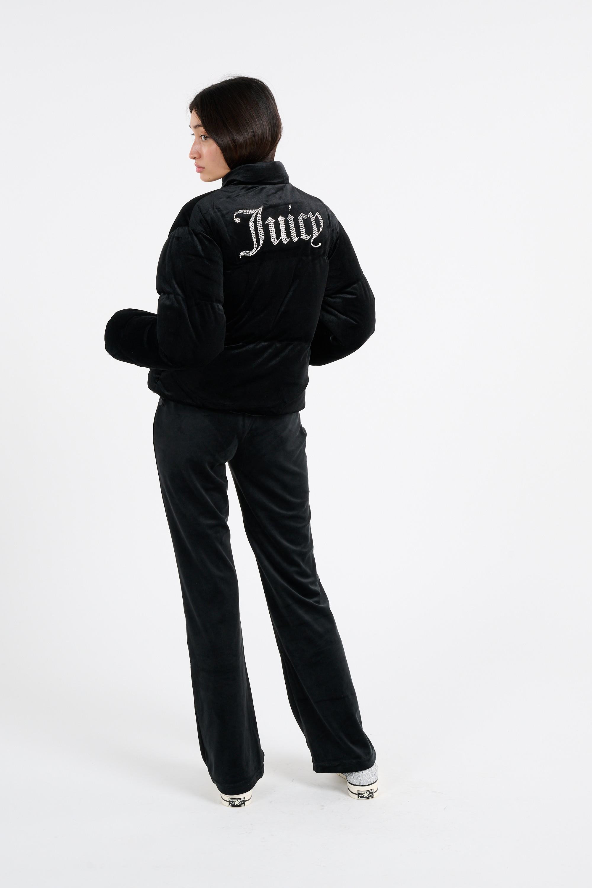 Lightweight quilted padded jacket with high neck Black