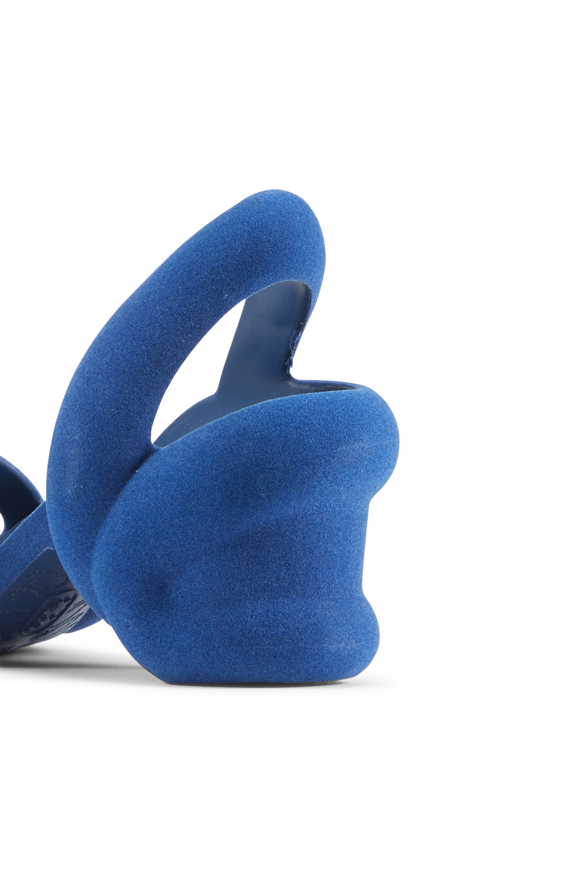 Flat furry sheepskin sandals Blue