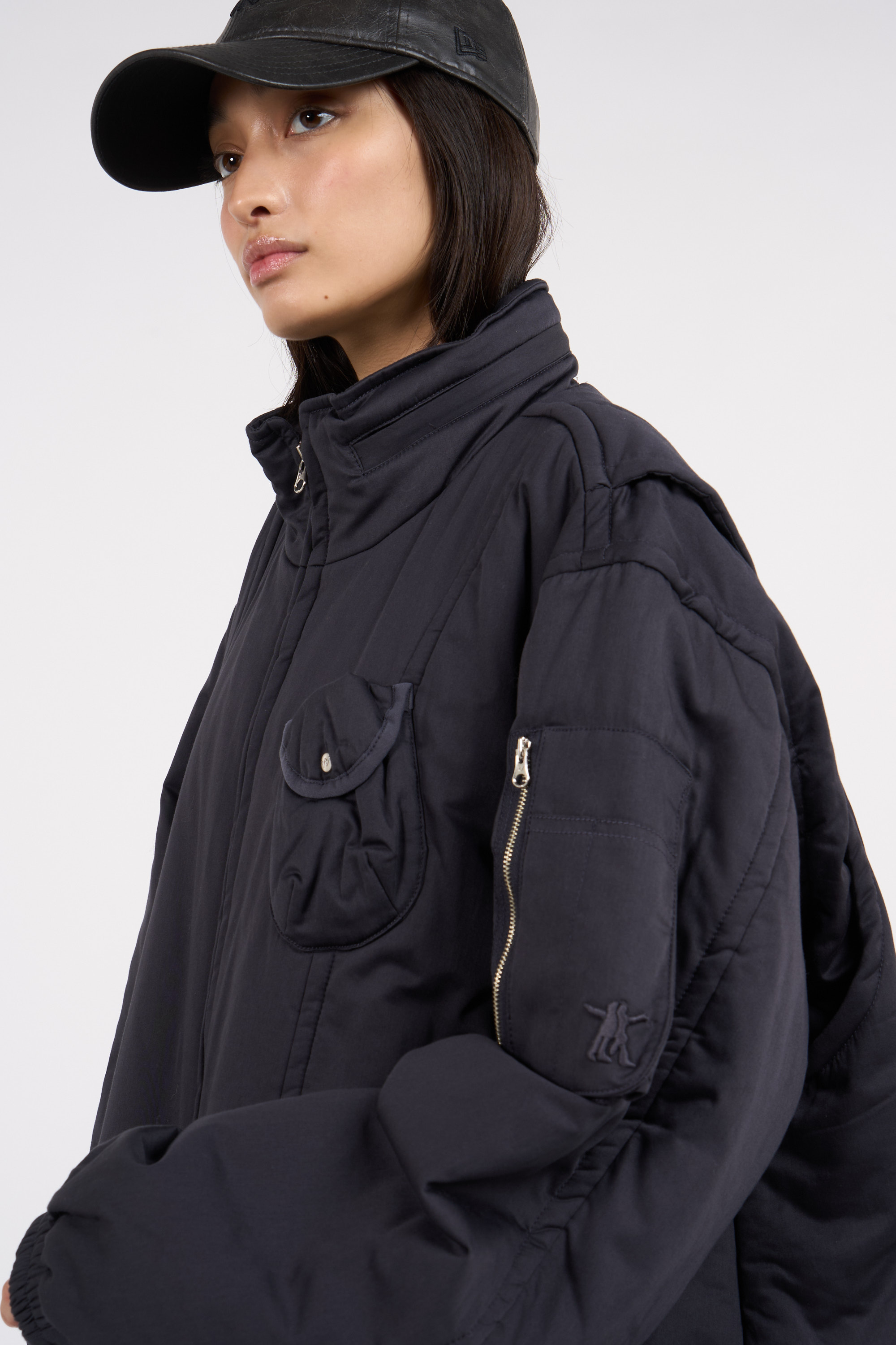 Lightweight quilted padded jacket with high neck Blue