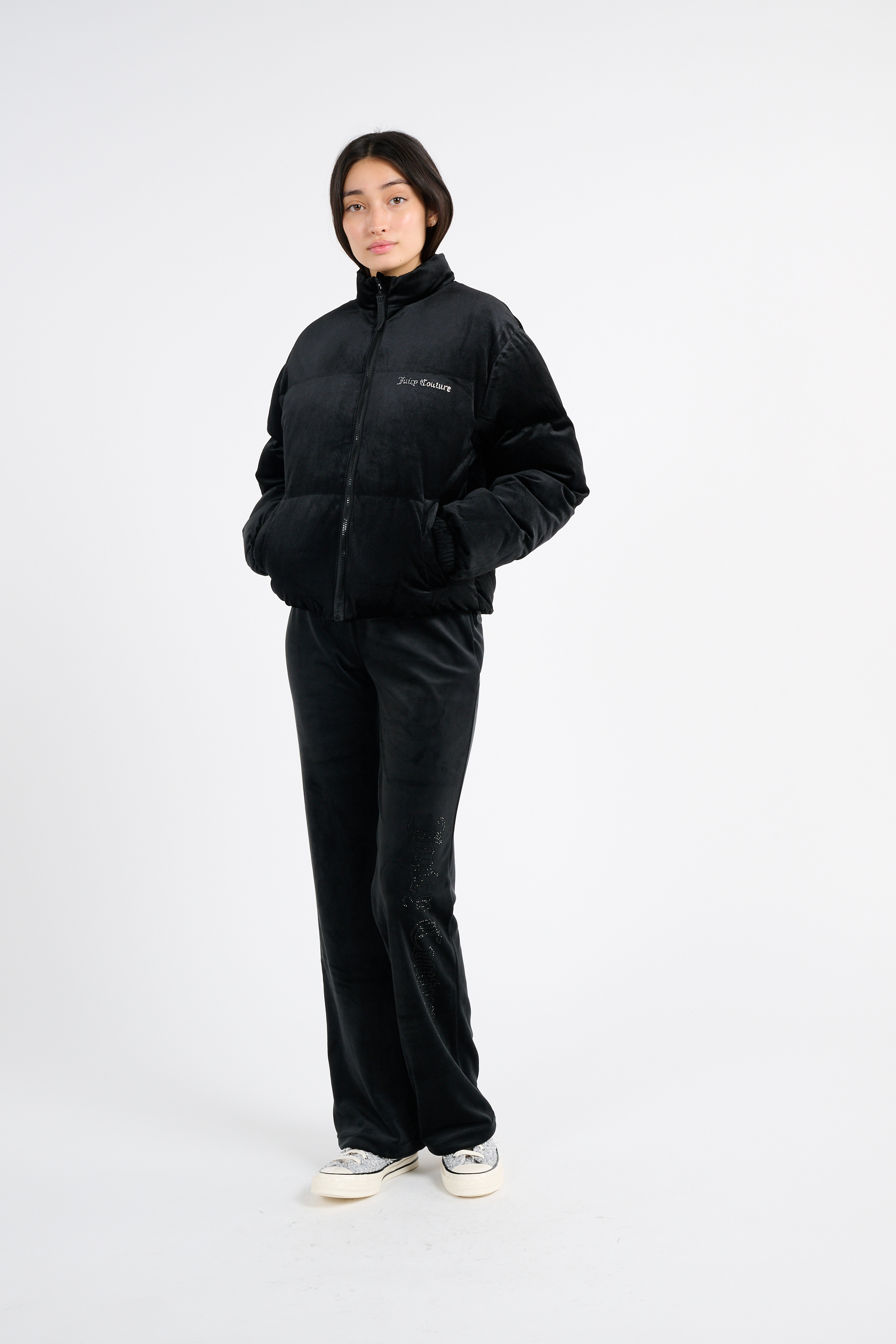 Lightweight quilted padded jacket with high neck Black