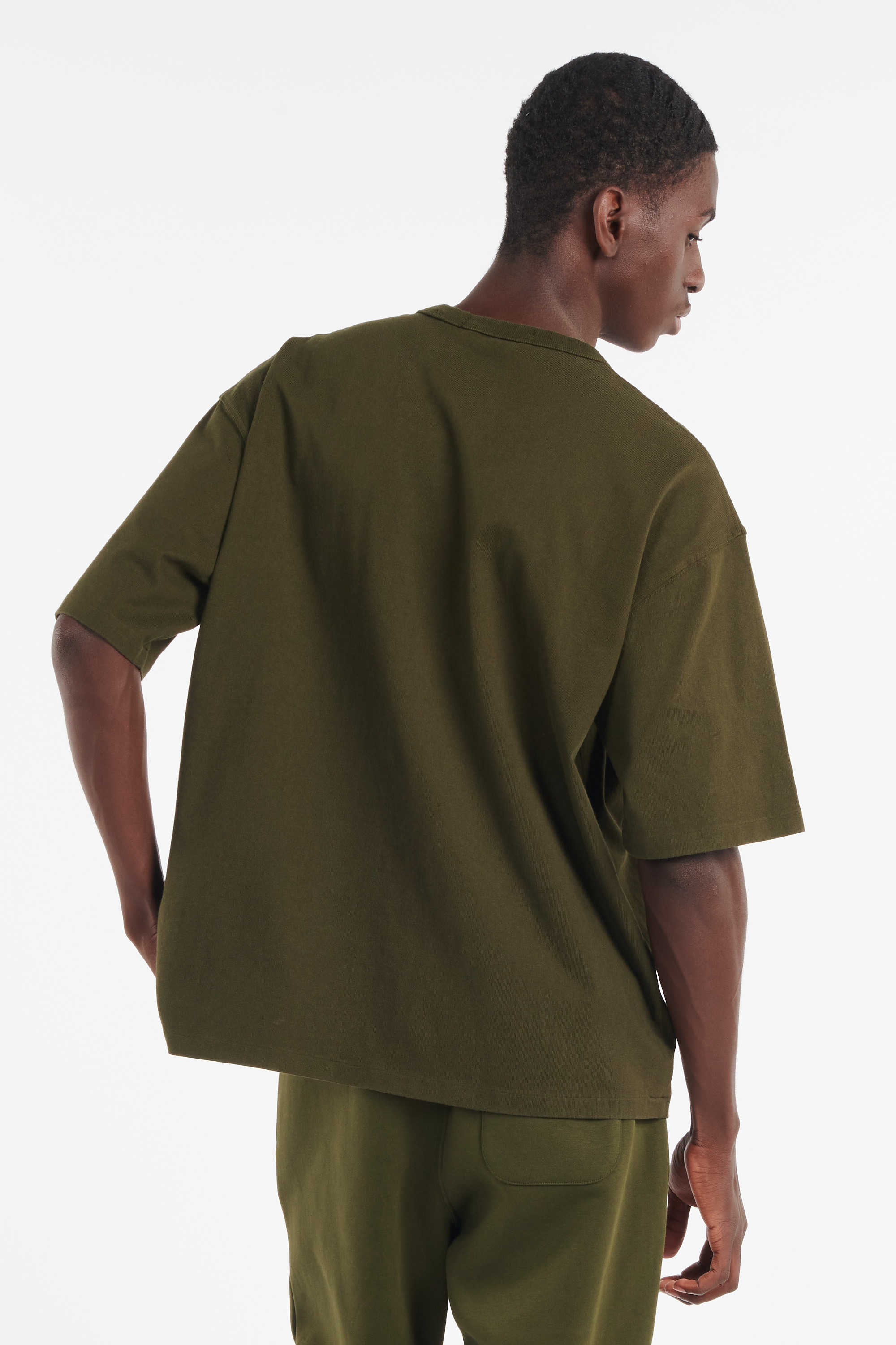 Regular-fit round-neck cotton T-shirt Khaki
