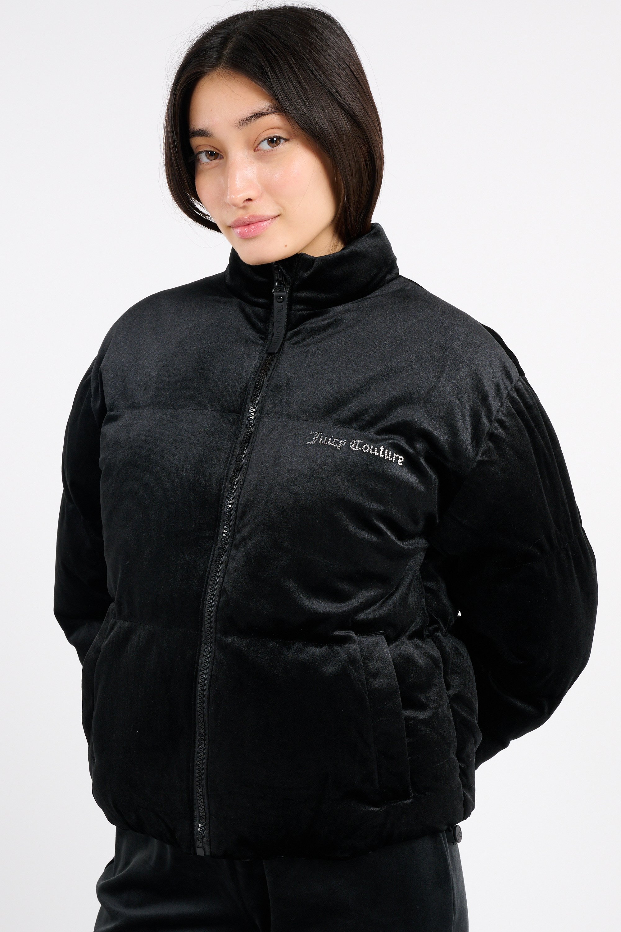 Lightweight quilted padded jacket with high neck Black