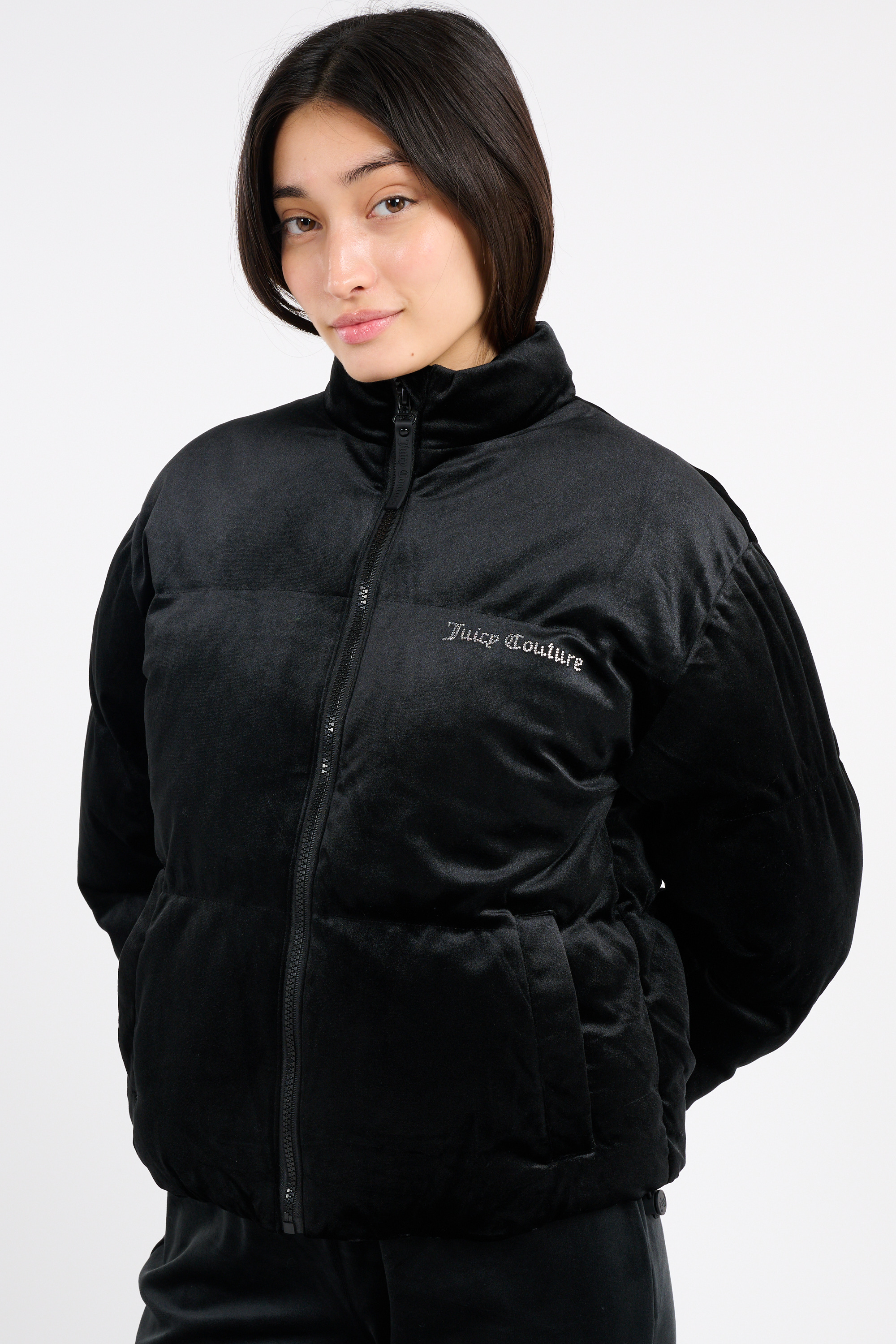 Lightweight quilted padded jacket with high neck Black
