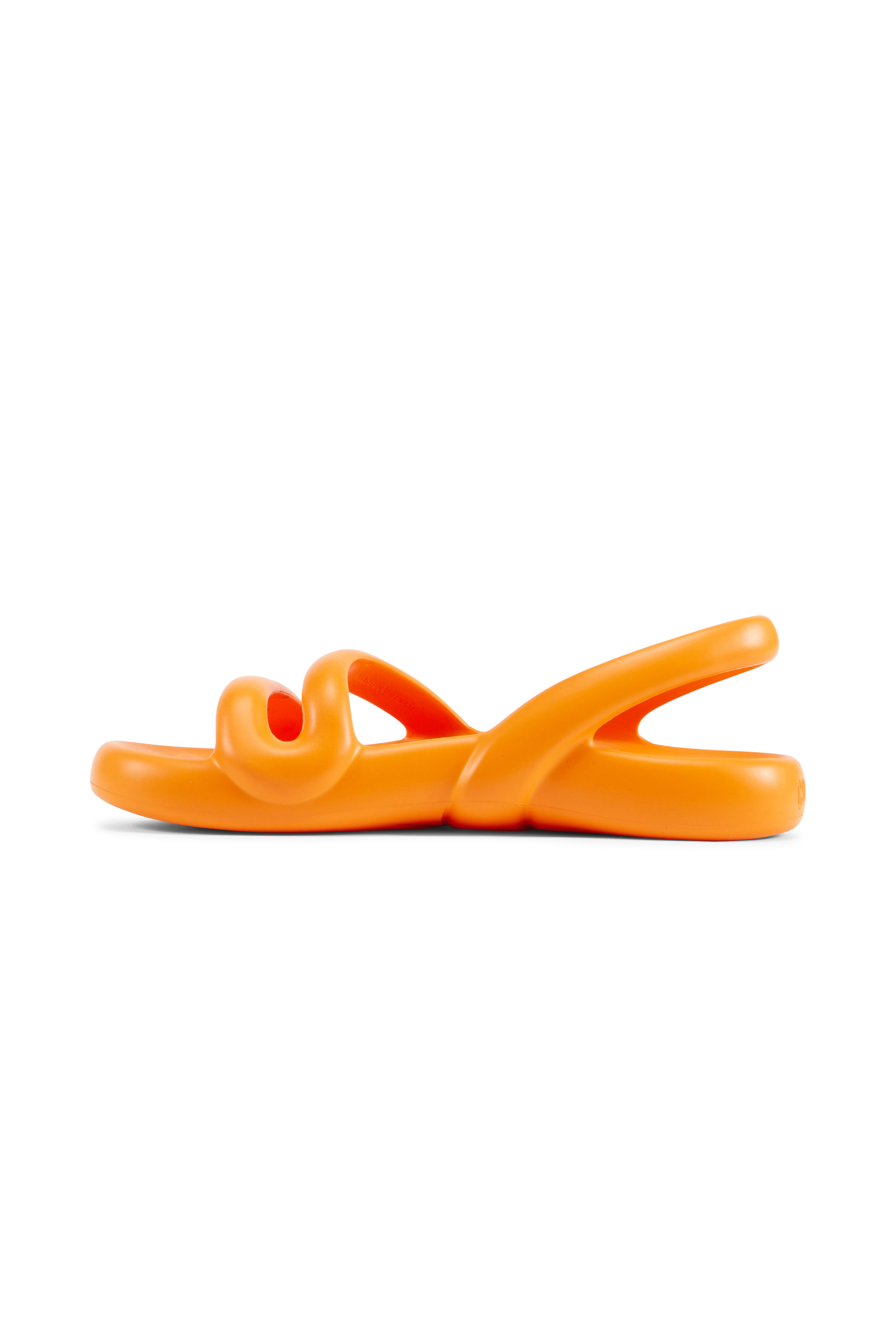 Flat furry sheepskin sandals Orange